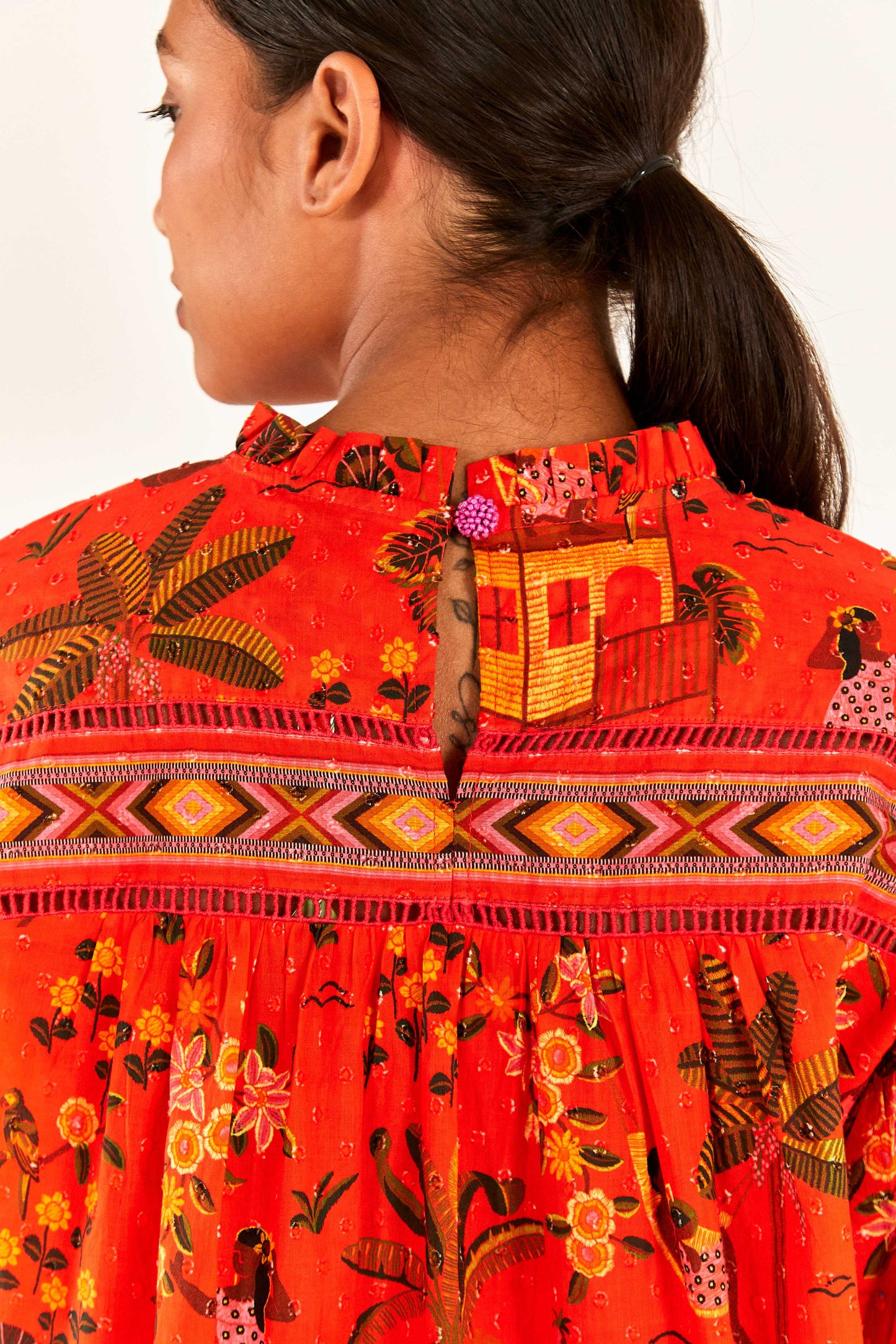 Red Secret Garden Organic Cotton Blouse