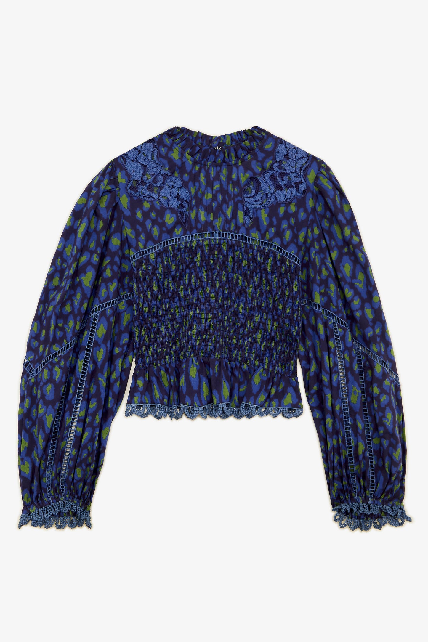 Farm Rio Blue Leopard Pop Blouse