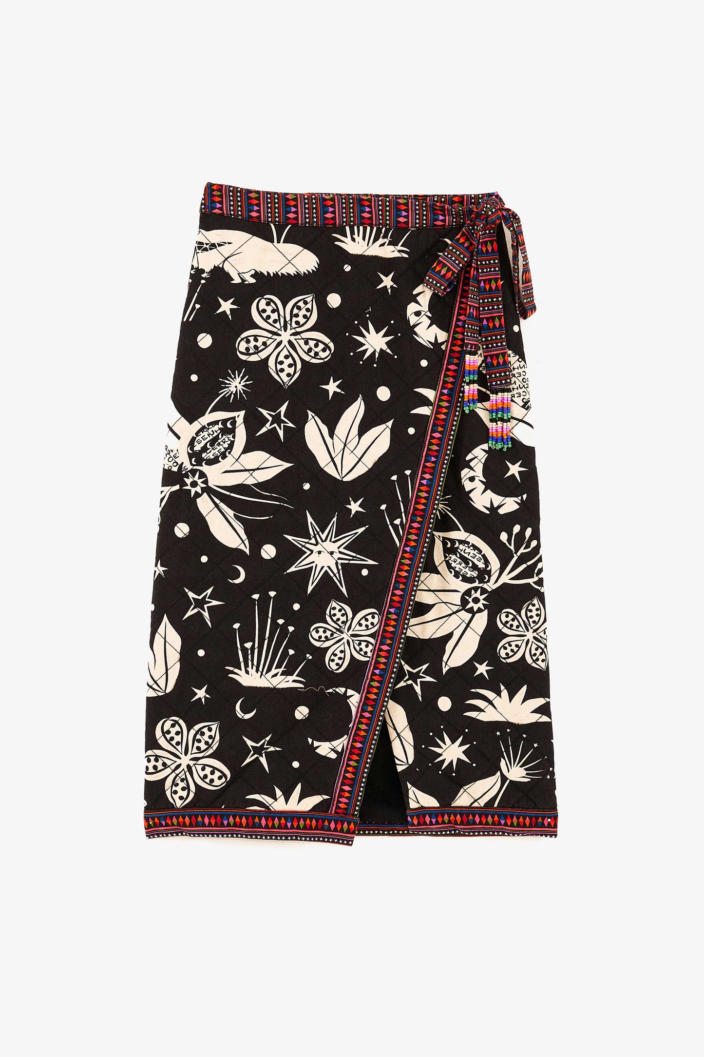 Farm Rio Black & White Cerrado Sky Wrap Skirt