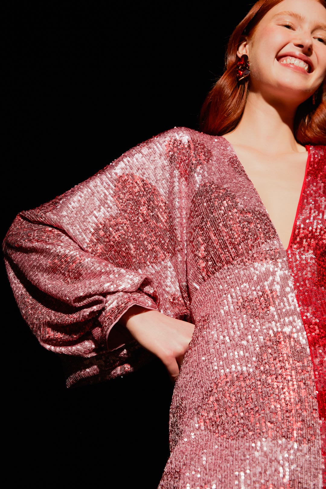 Farm Rio Hearts Sequin Midi Dress