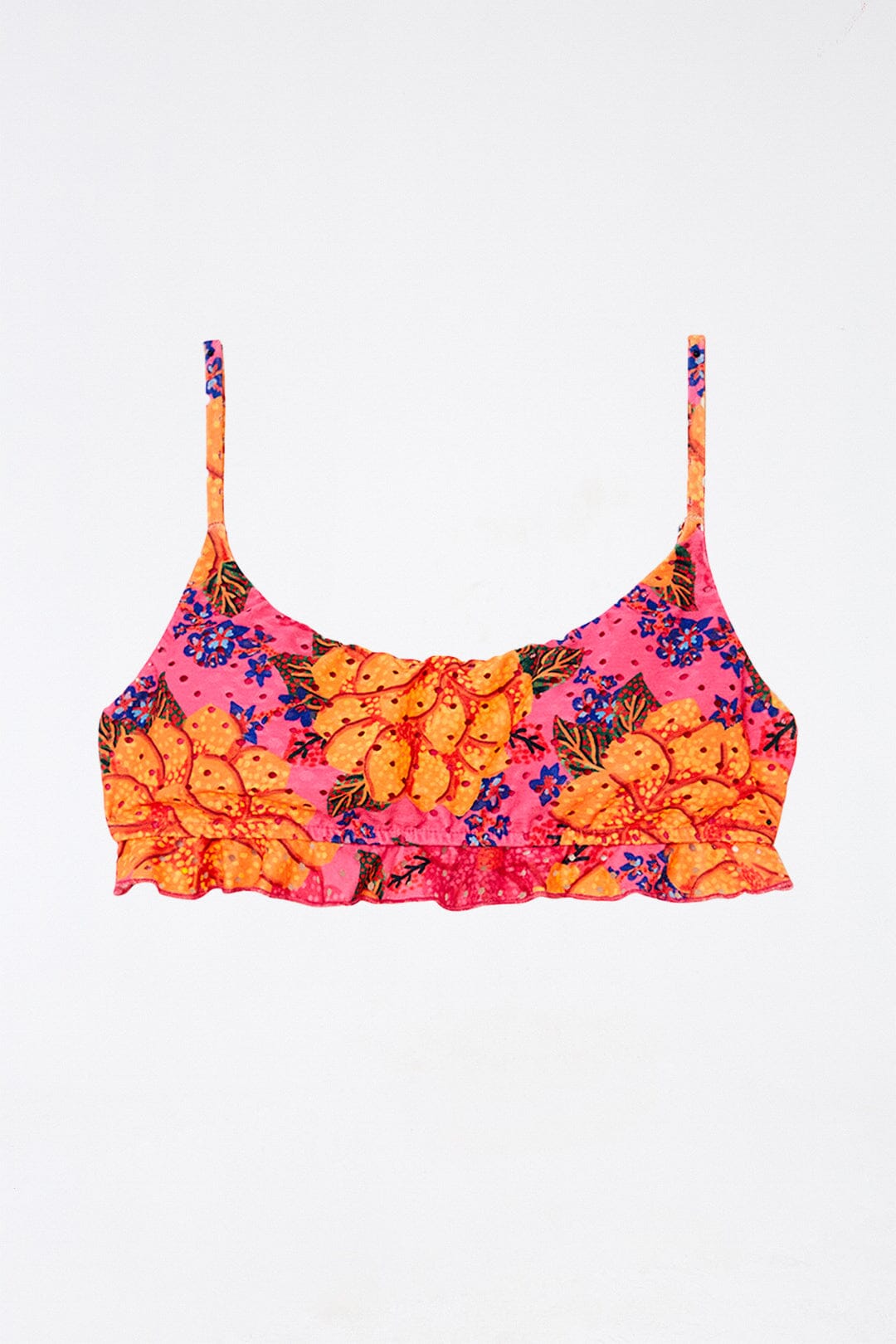 Farm Rio Pink Flowers Garden Bikini Top