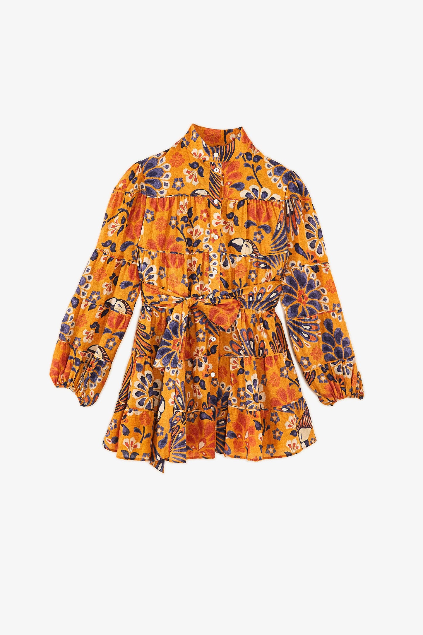 Farm Rio Yellow Pineapple Flowers Mini Dress
