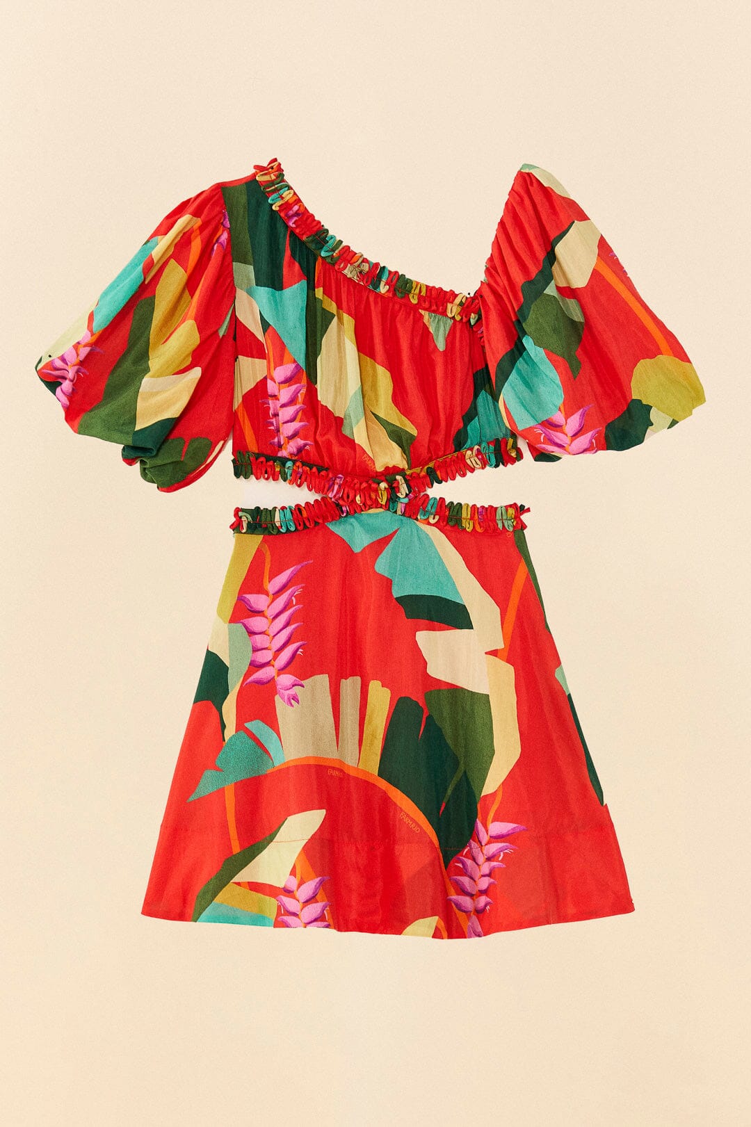 Farm Rio Red Heliconia Mini Dress