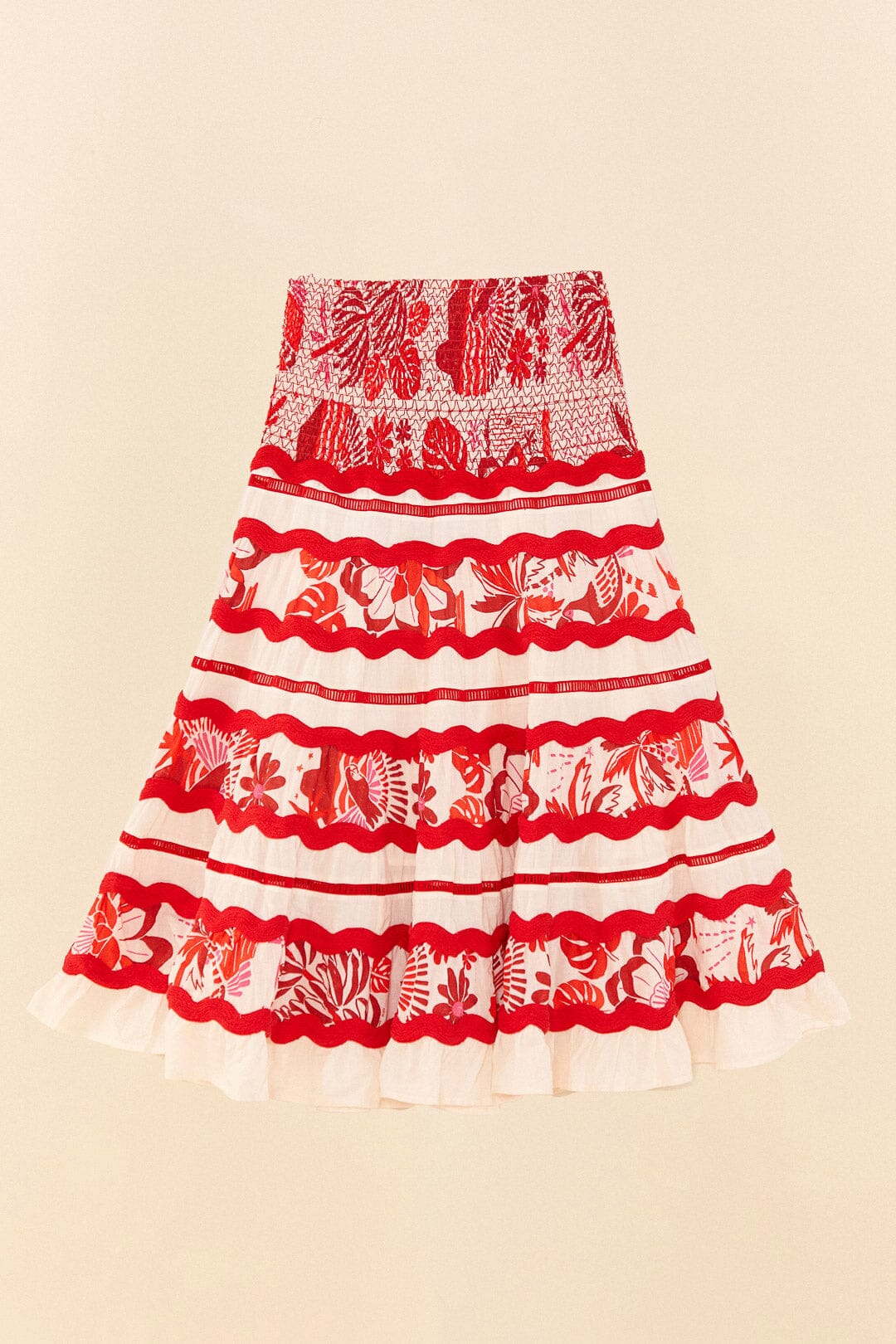 Farm Rio Off-White Rio Tiles Midi Skirt