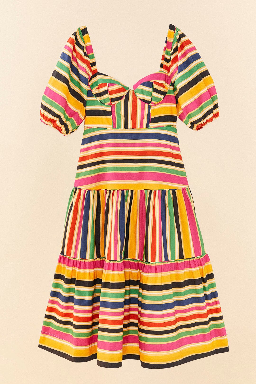 Farm Rio Rainbow Stripes Midi Dress