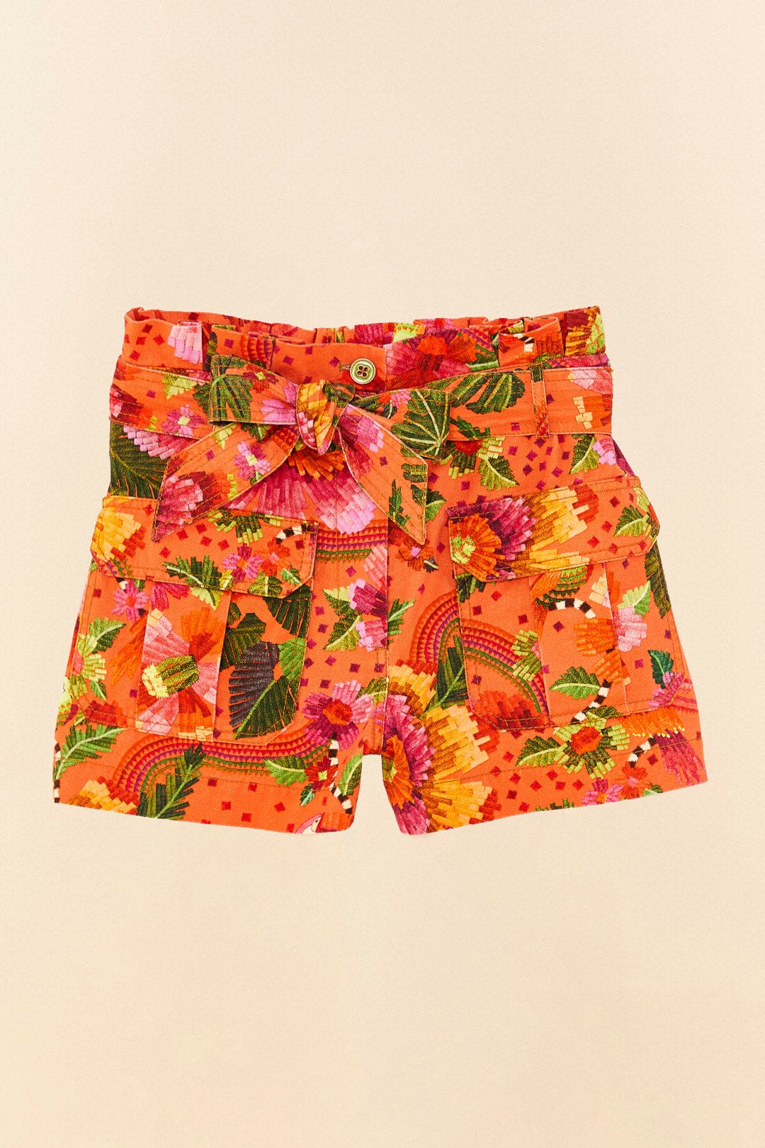 Farm Rio Orange Blooming Garden Shorts