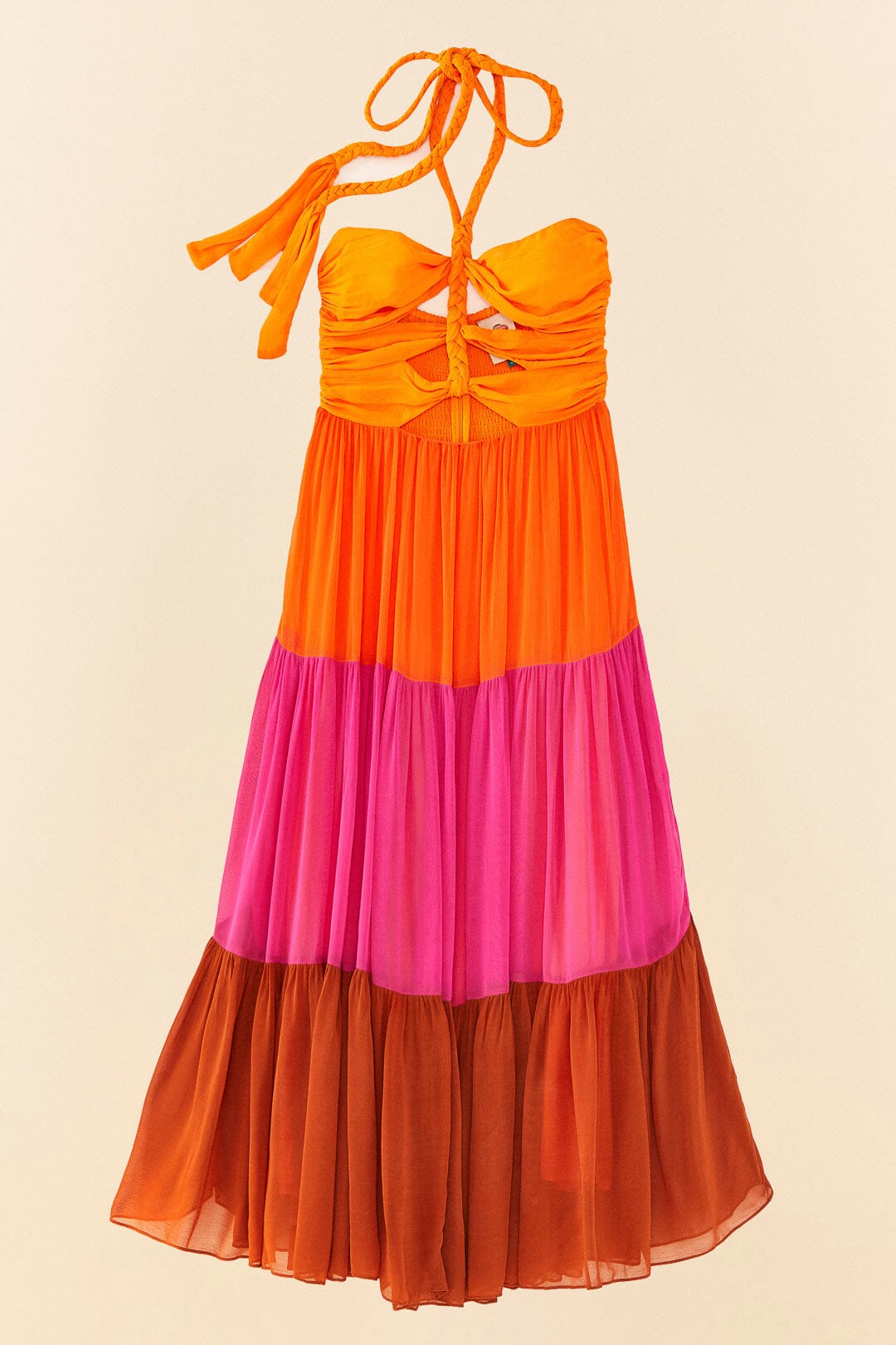 Warm Color Blocking Maxi Dress