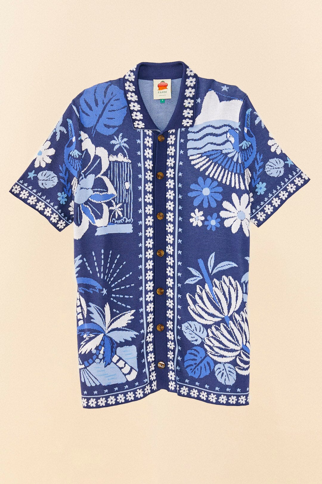 Farm Rio Blue Rio Tiles Lenzing™ Ecovero™ Viscose Knit Shirt