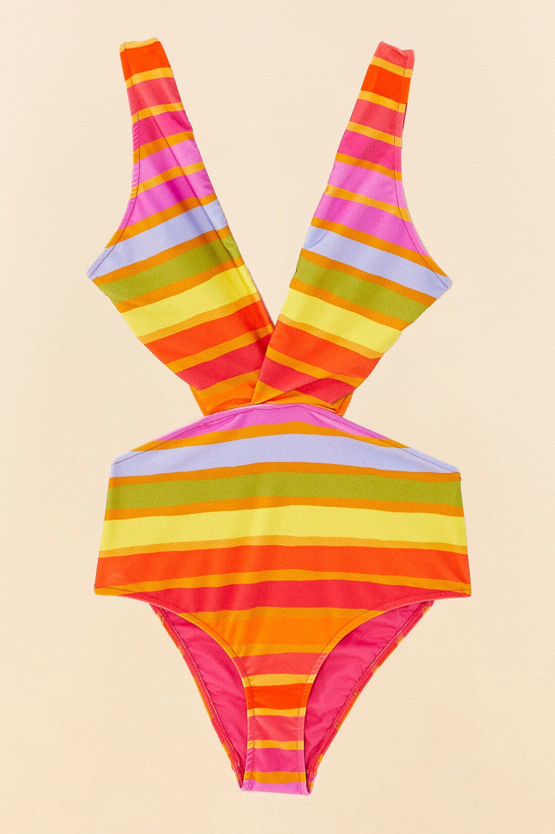 Farm Rio Shiny Stripes One Piece Swimsuit