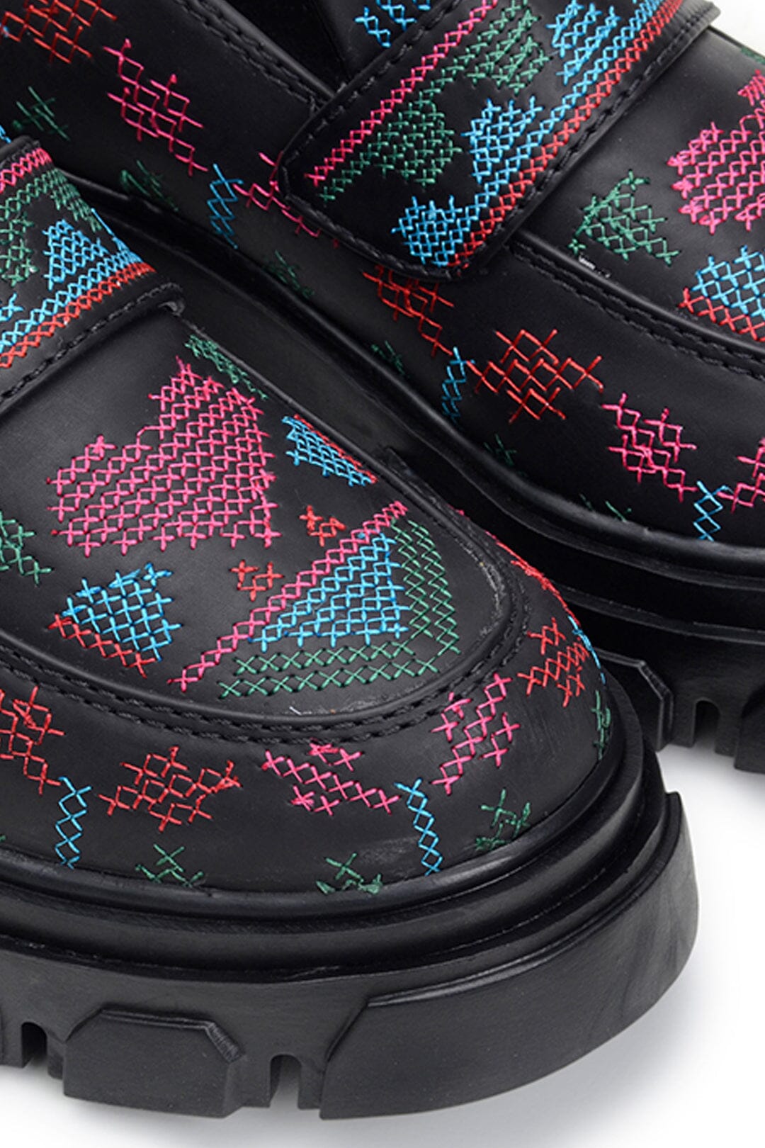 Farm Rio Black Artisanal Hearts Loafer