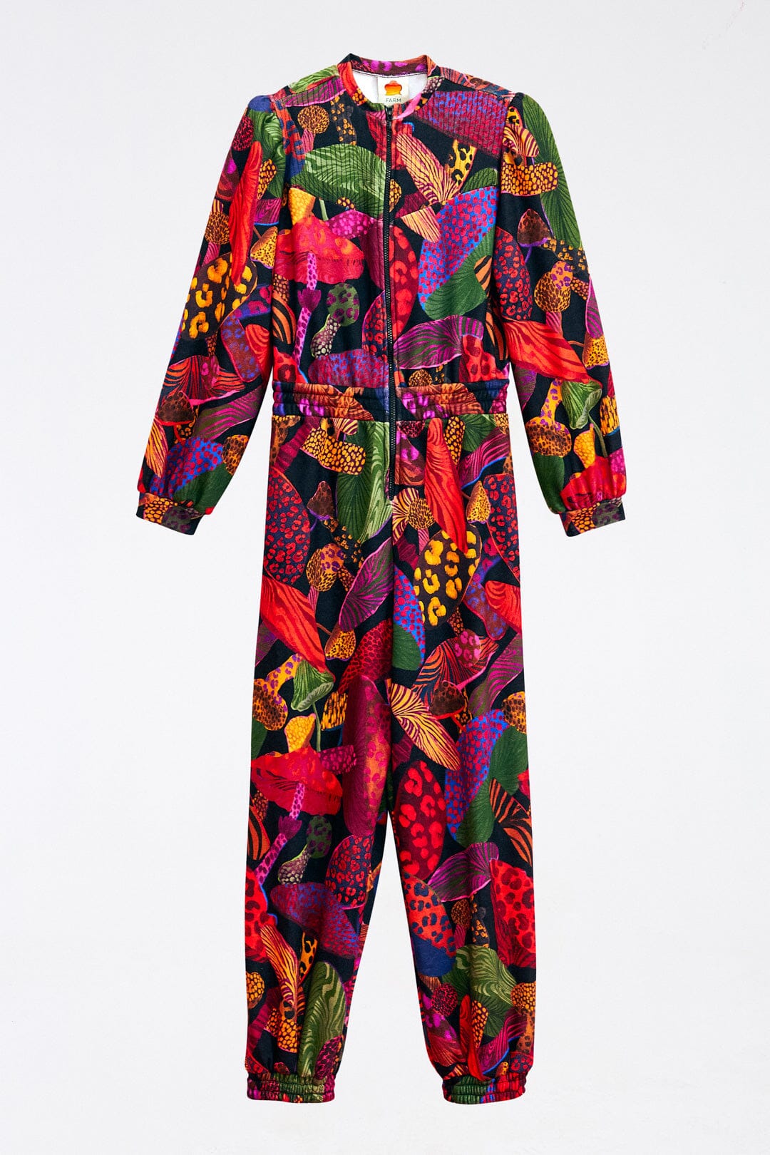 Farm Rio Leopard Mushroom French Terry Jumpsuit