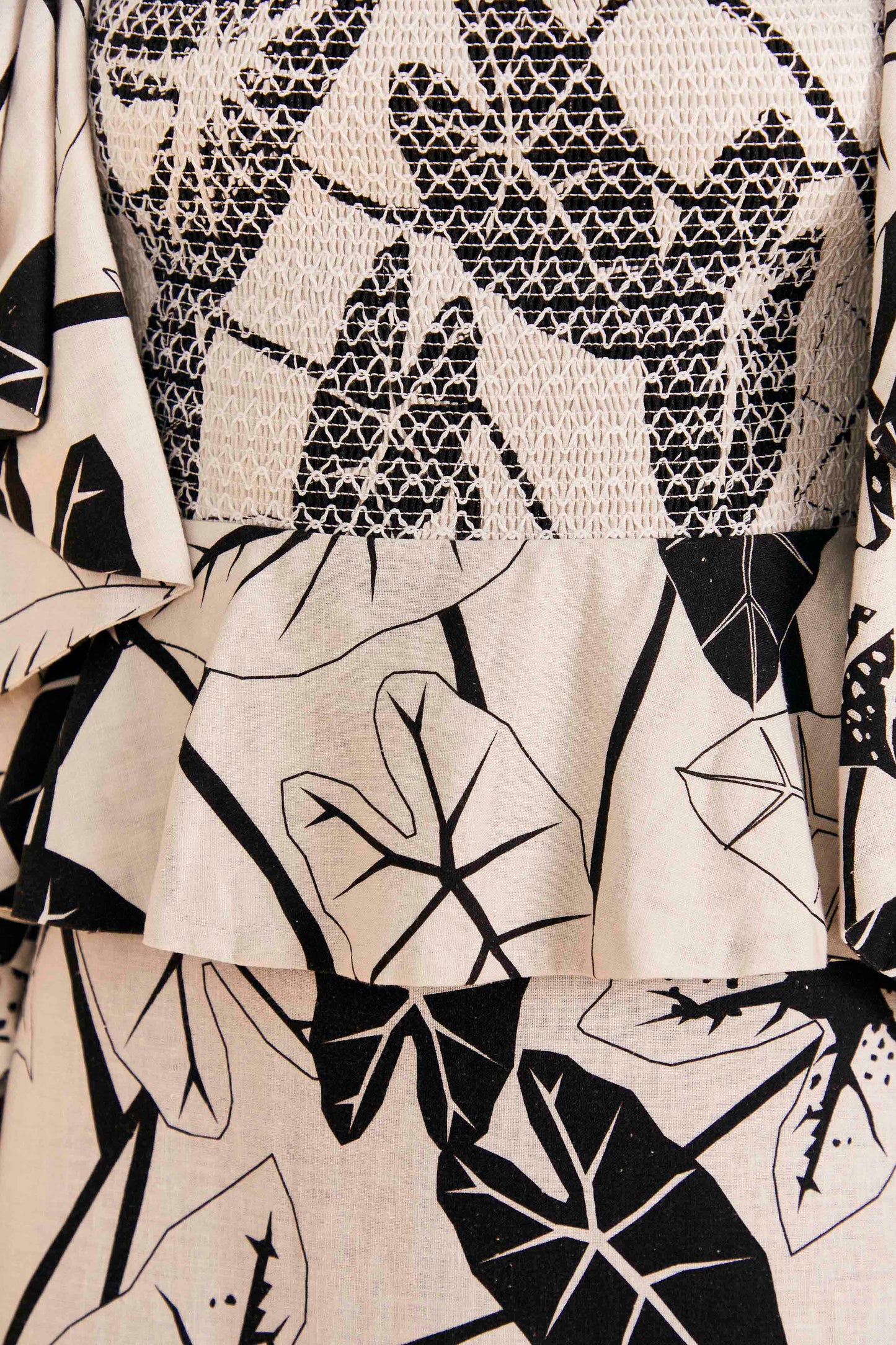 Farm Rio Off-White Graphic Leaves Midi Dress