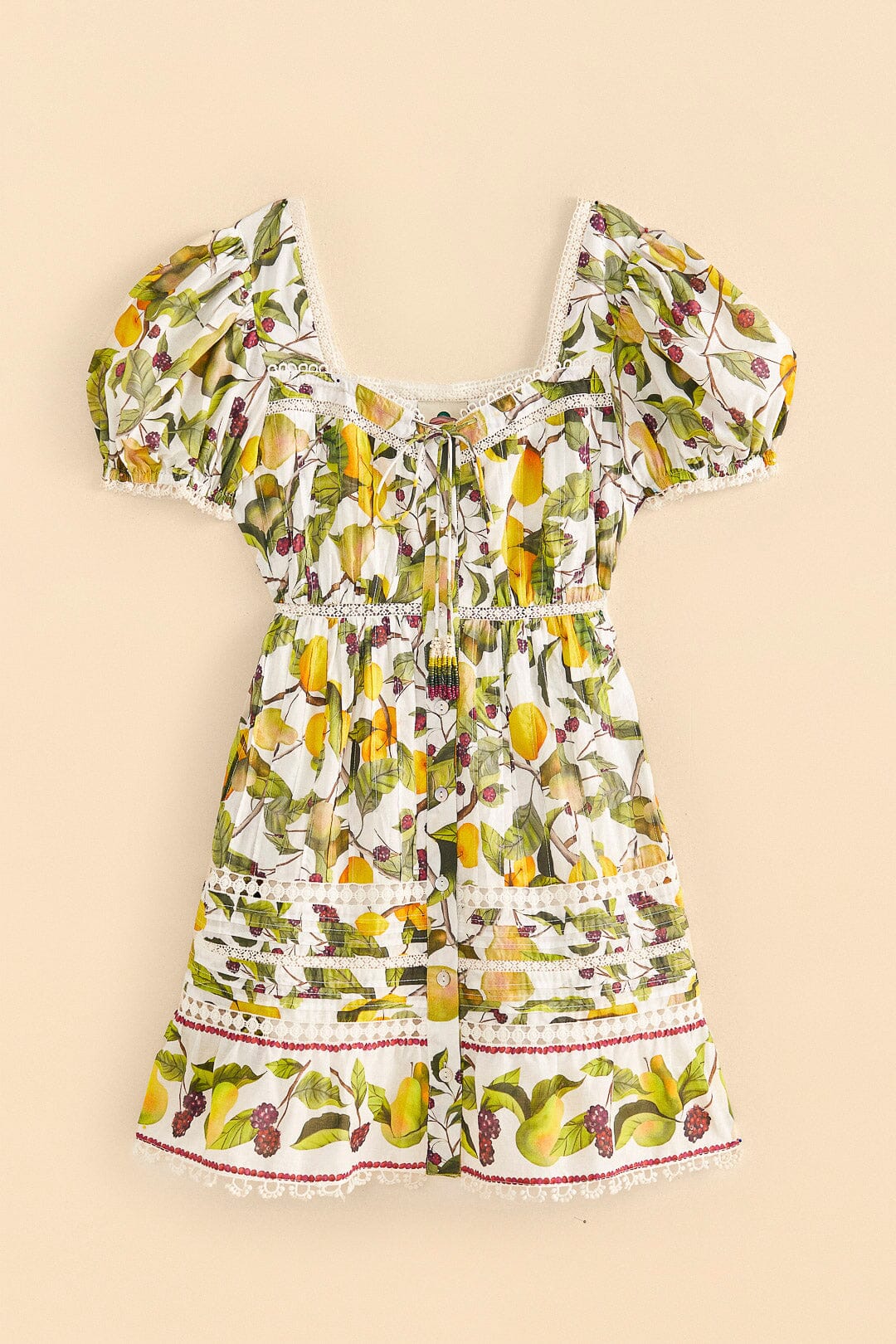 Farm Rio Off-white Fruit Orchard Mini Dress
