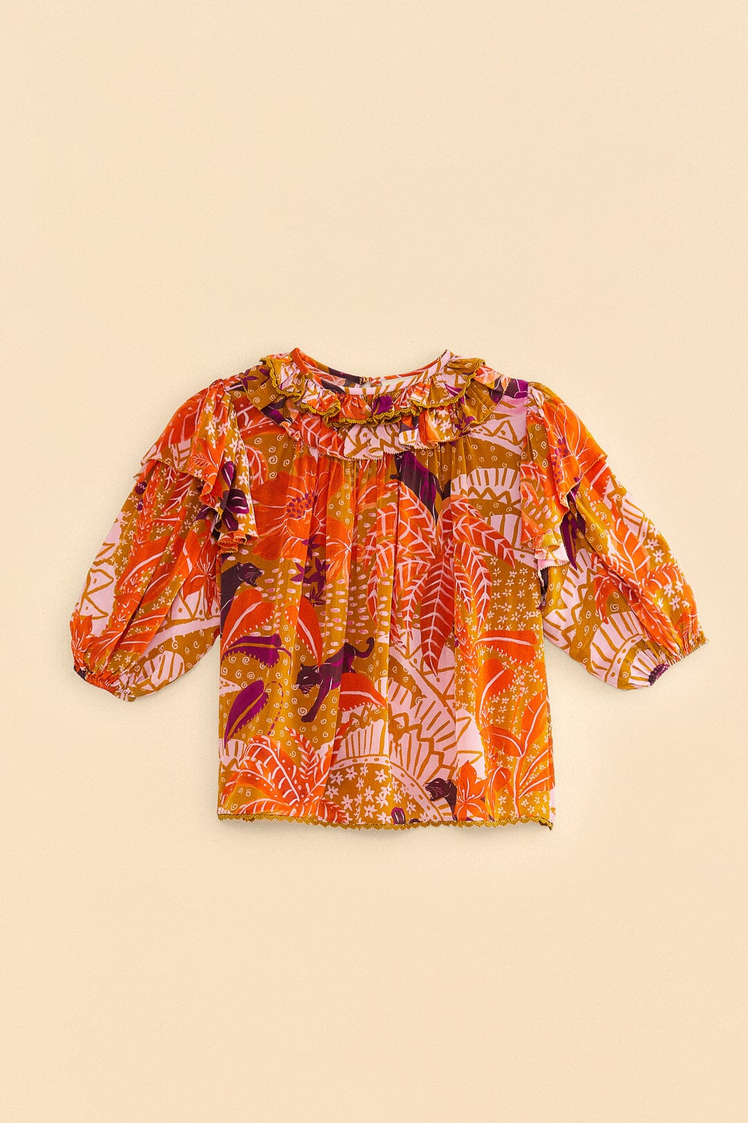 Farm Rio Beige Jungle Panther Blouse
