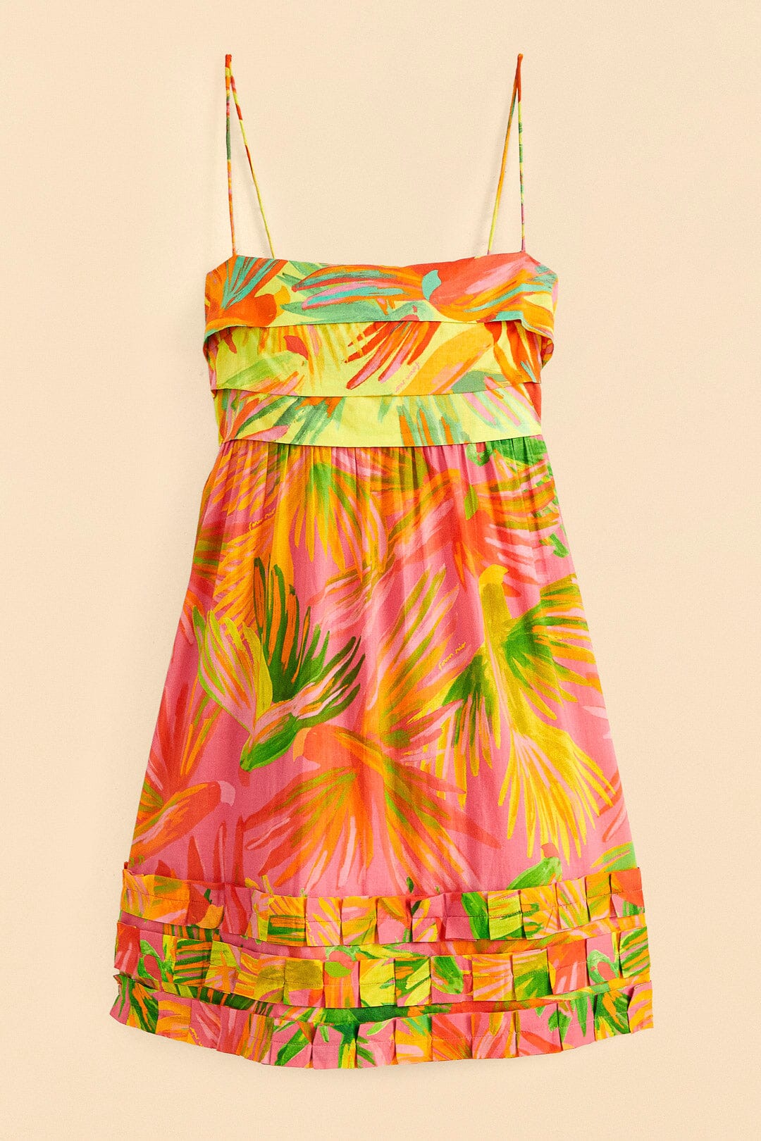 Farm Rio Mixed Painted Birds Mini Dress