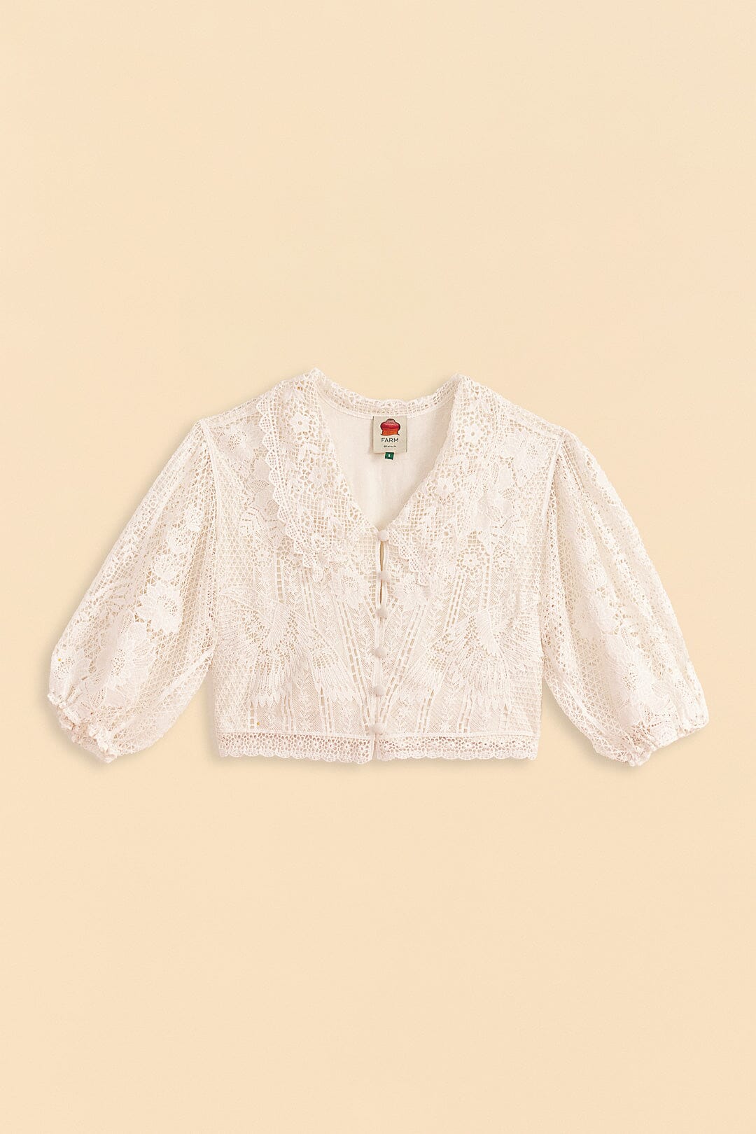 Farm Rio Off-White Guipure Collar Blouse