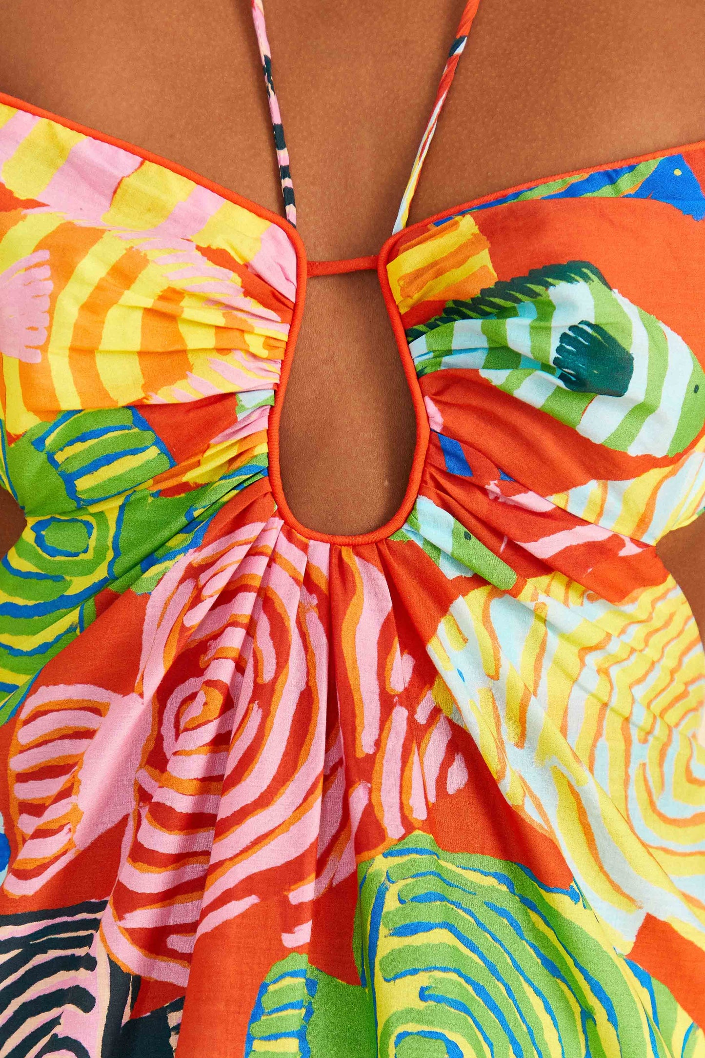 Farm Rio Red Striped Fishes Mini Dress