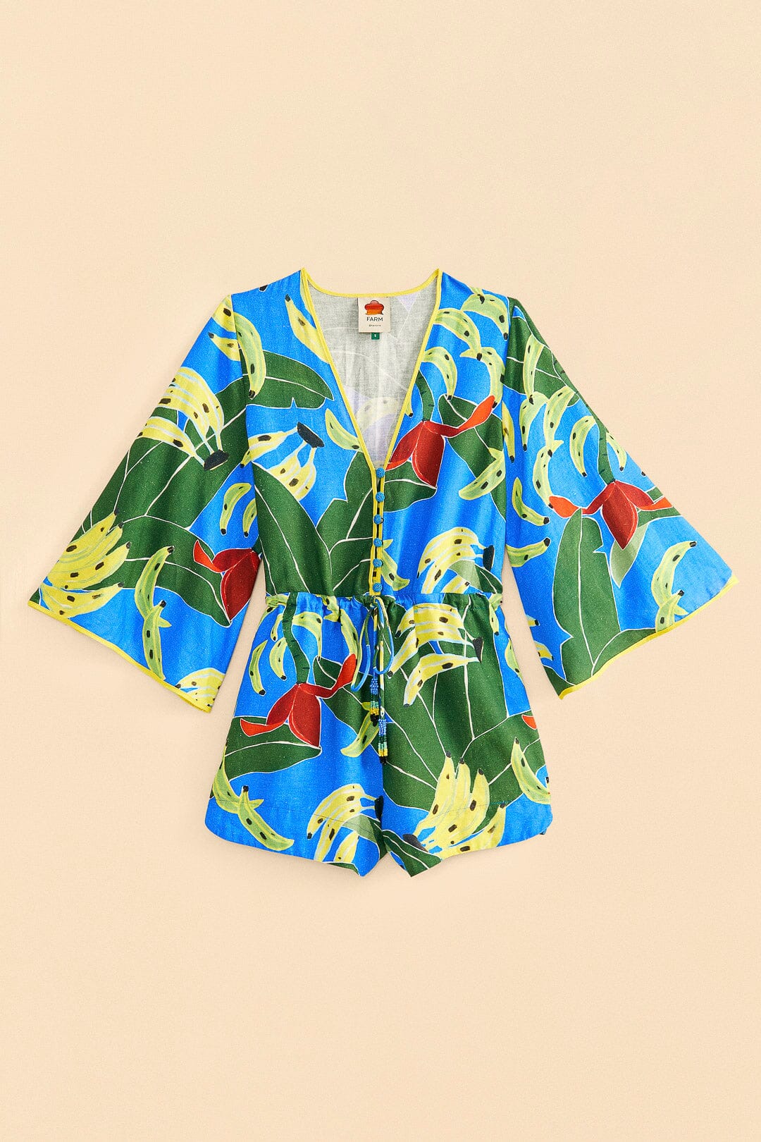 Farm Rio Blue Banana Leaves Romper