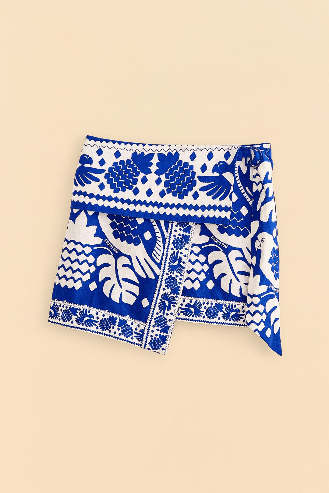Farm Rio Navy Blue Jungle Scarf Mini Skirt