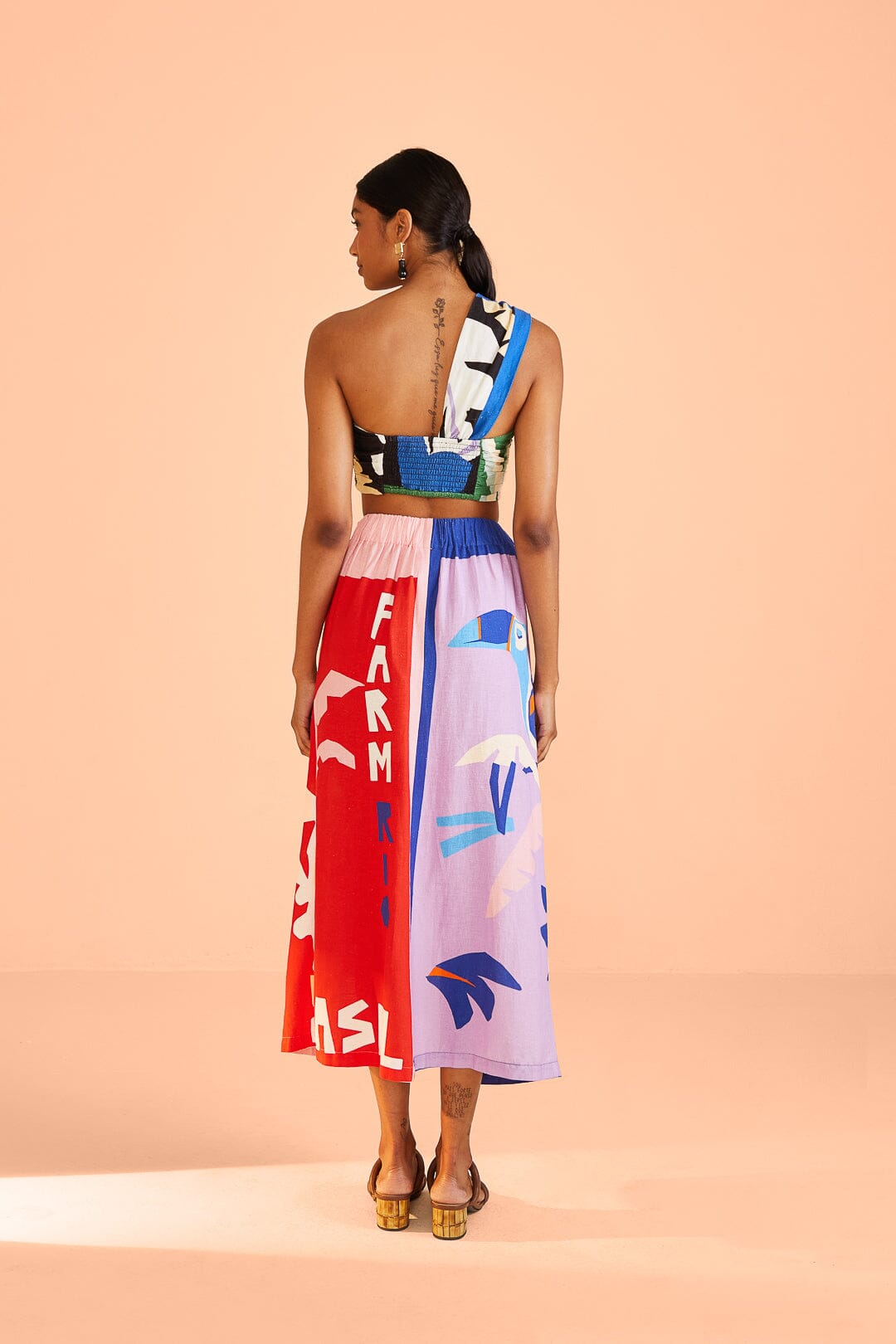Farm Rio Brasil Bahia Scarves Midi Skirt