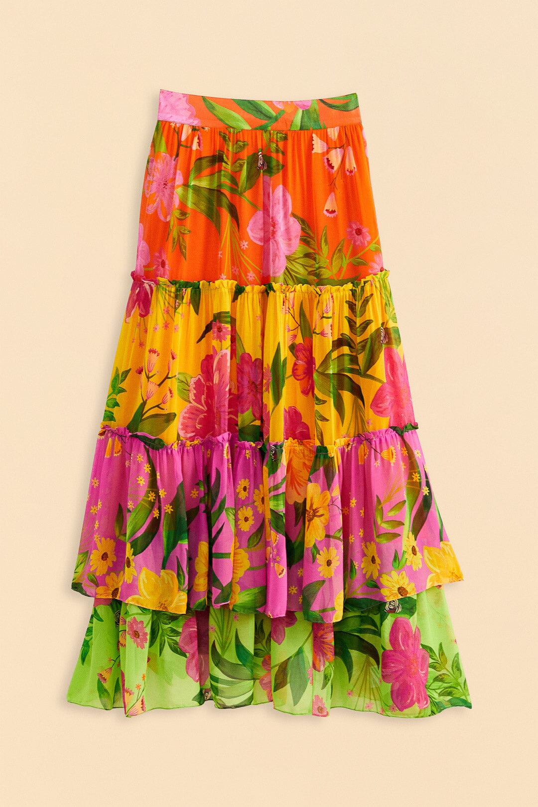 Farm Rio Mixed Romantic Garden Maxi Skirt
