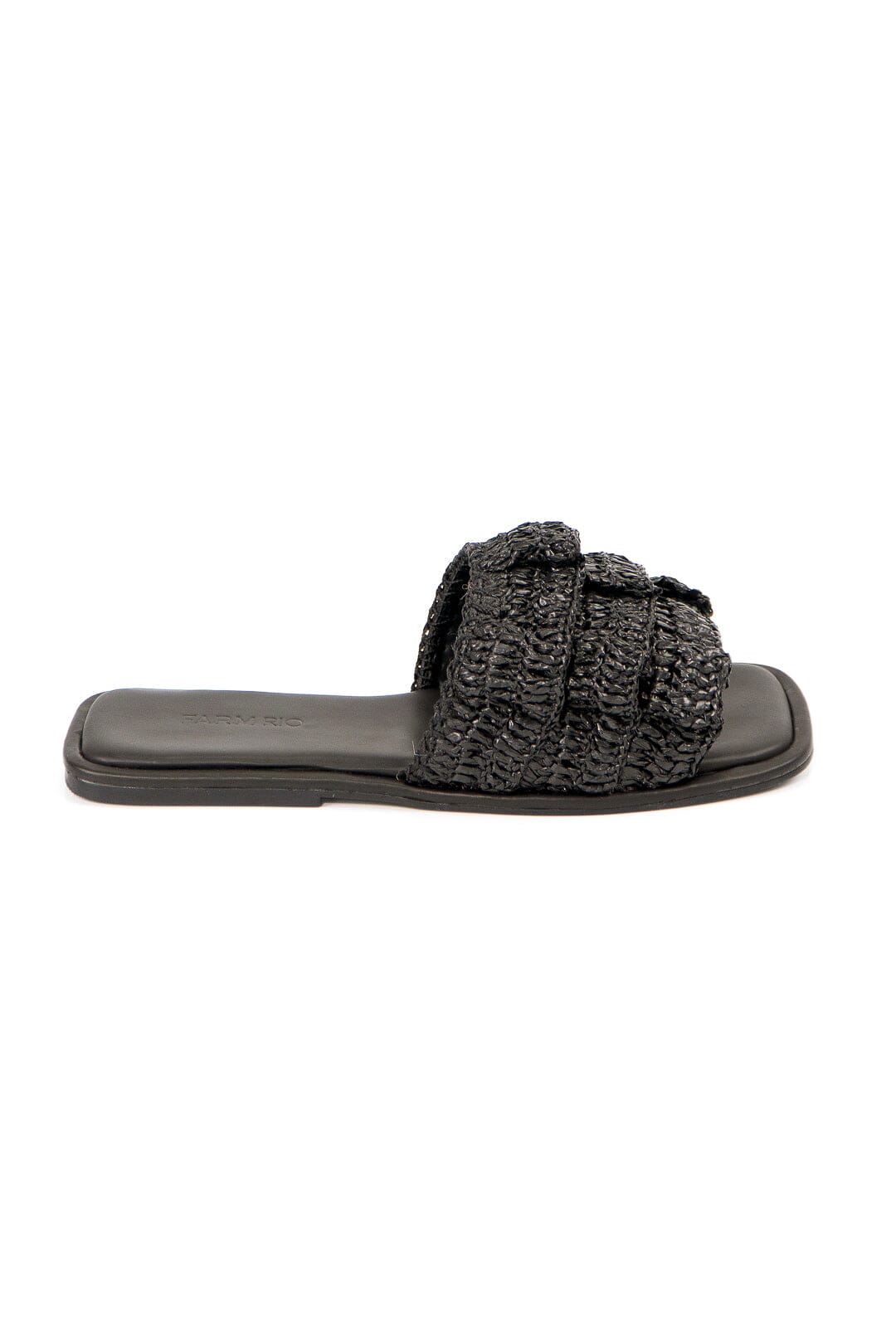 Farm Rio Black Crochet Ruffle Slide Sandal