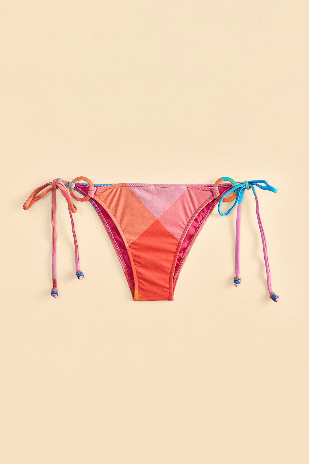 Farm Rio Blue Painted Birds Plaid Side Tie Bikini Bottom