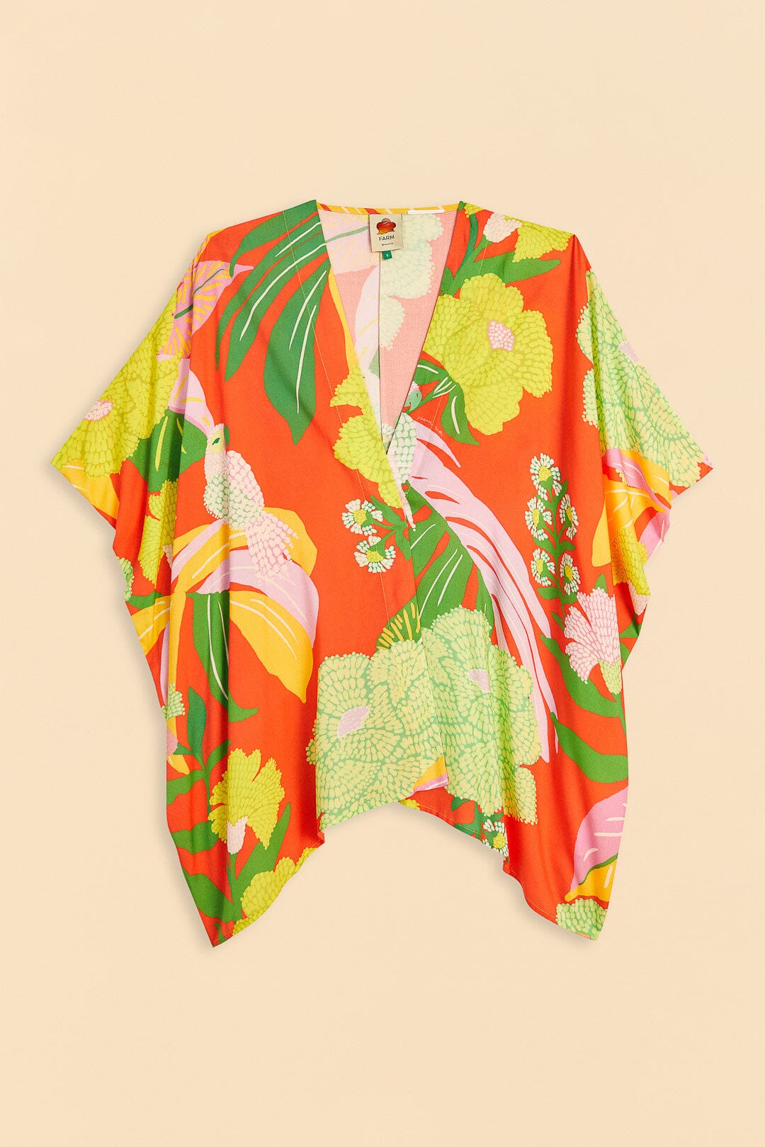 Farm Rio Red Neon Floral Kimono