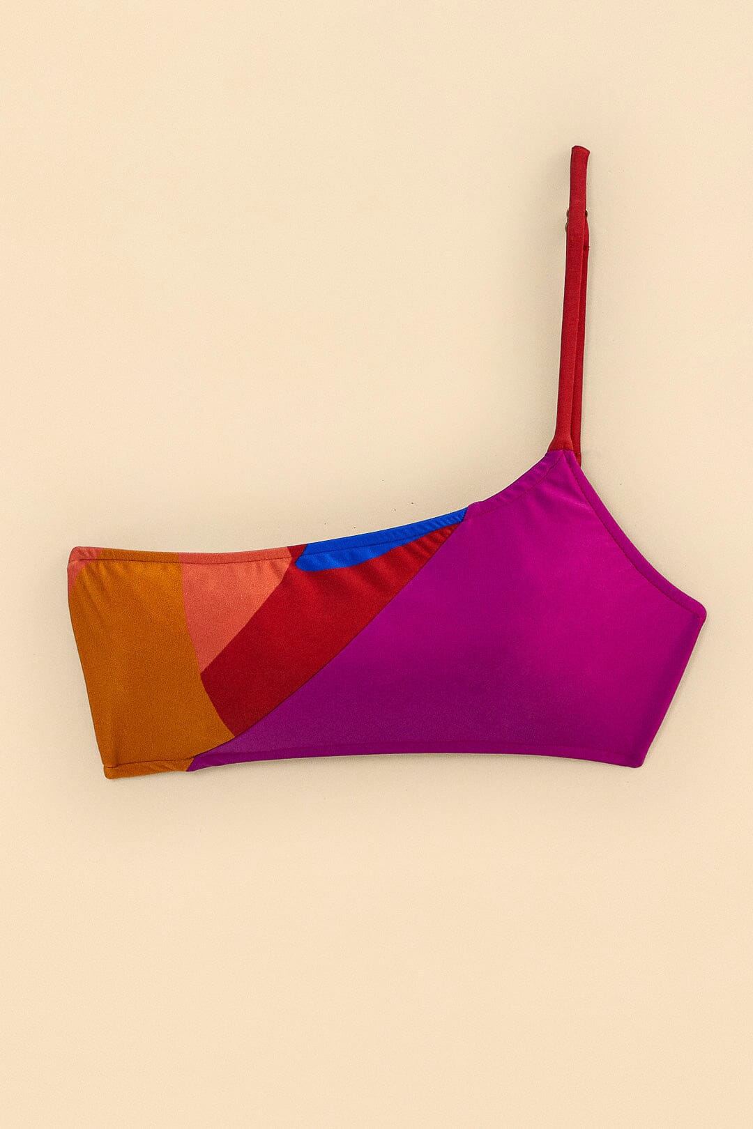 Farm Rio Colorful Leaves One-Shoulder Bikini Top