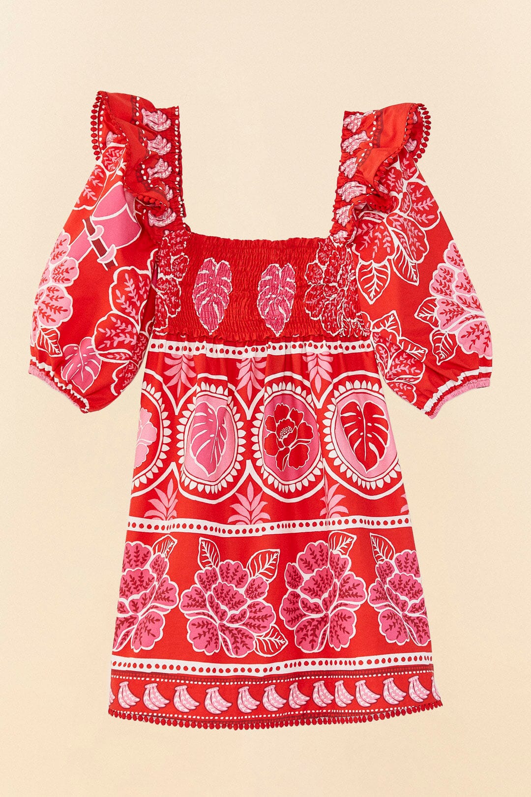 Farm Rio Red Summer Sunrise Organic Cotton Mini Dress