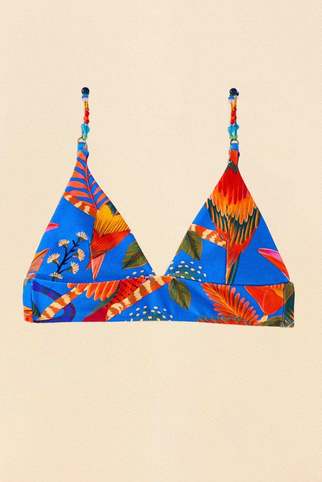 Farm Rio Blue Macaw Party Crochet Bikini Top