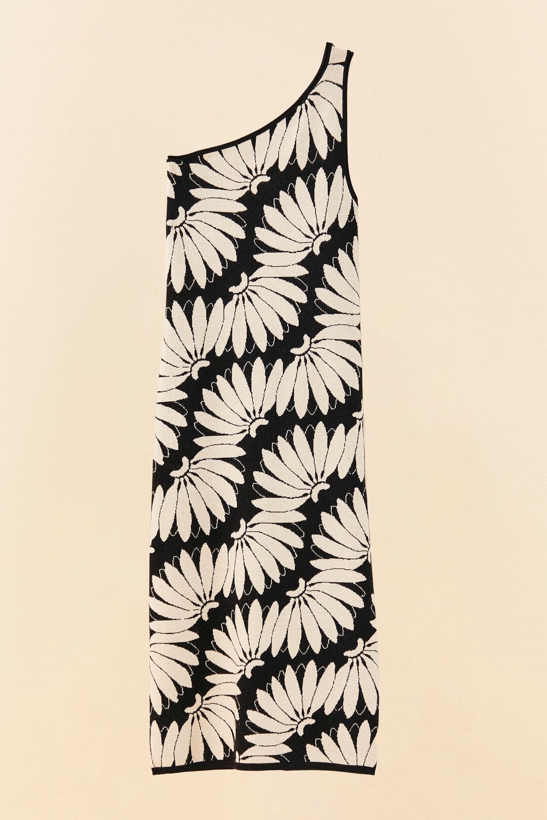 Farm Rio Black Copacabana Knit One Shoulder Dress