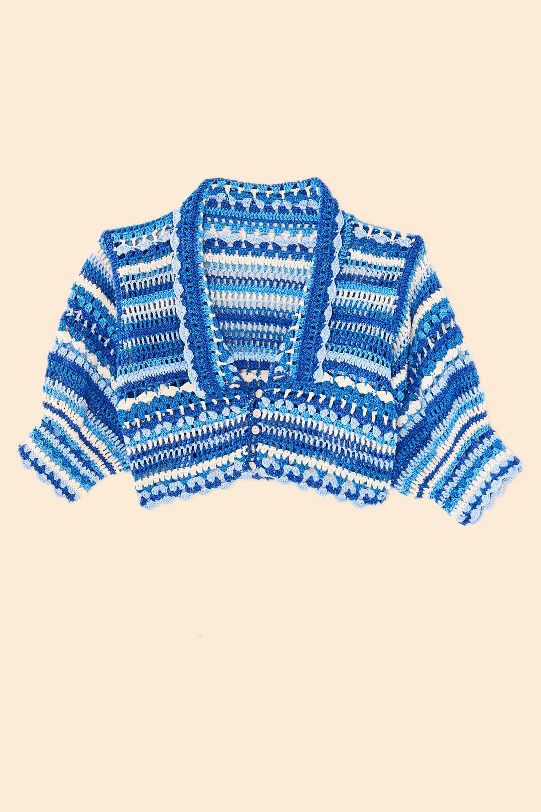 Farm Rio Multi Stitches Crochet Collar Blouse