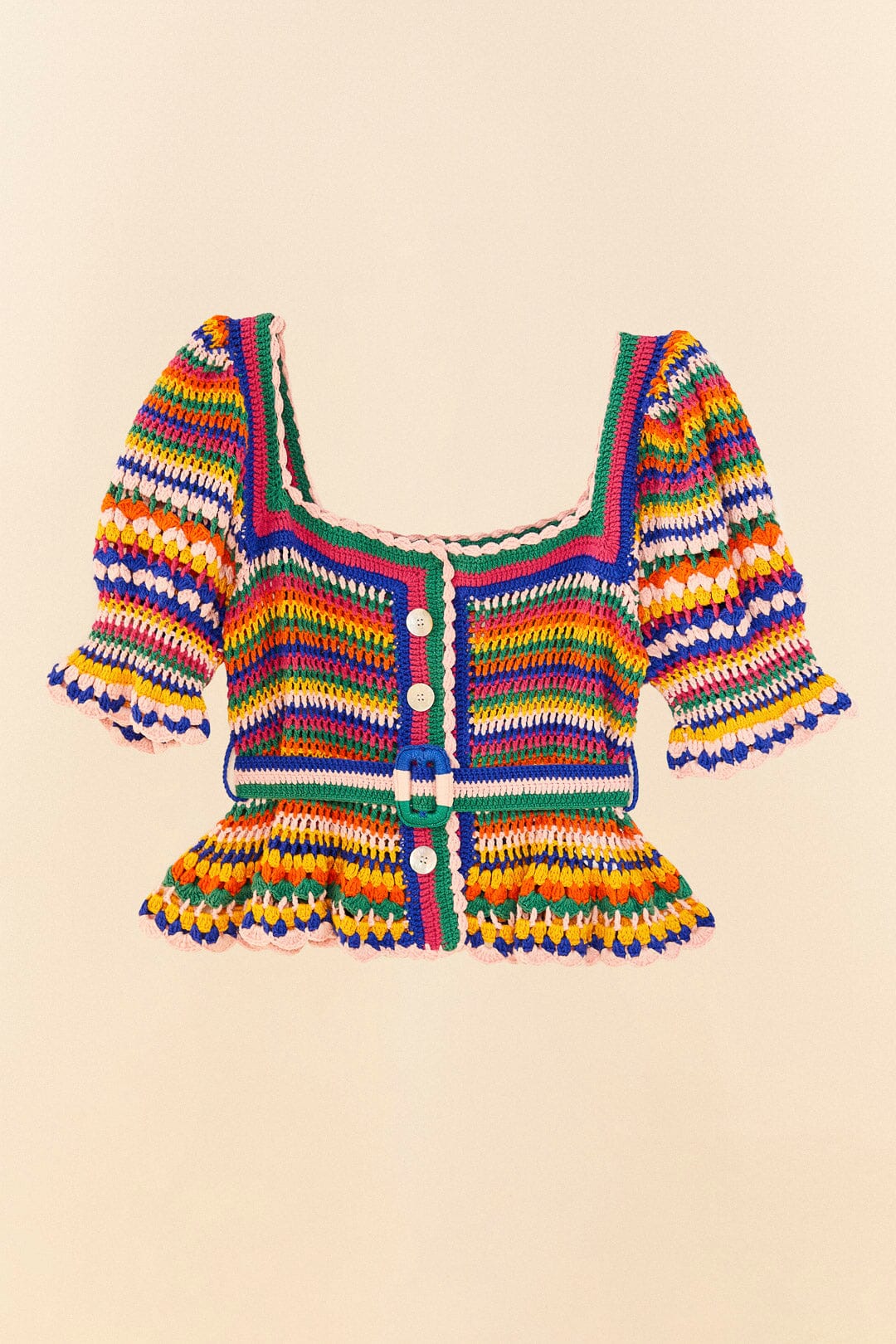 Farm Rio Multi Stitches Crochet Blouse