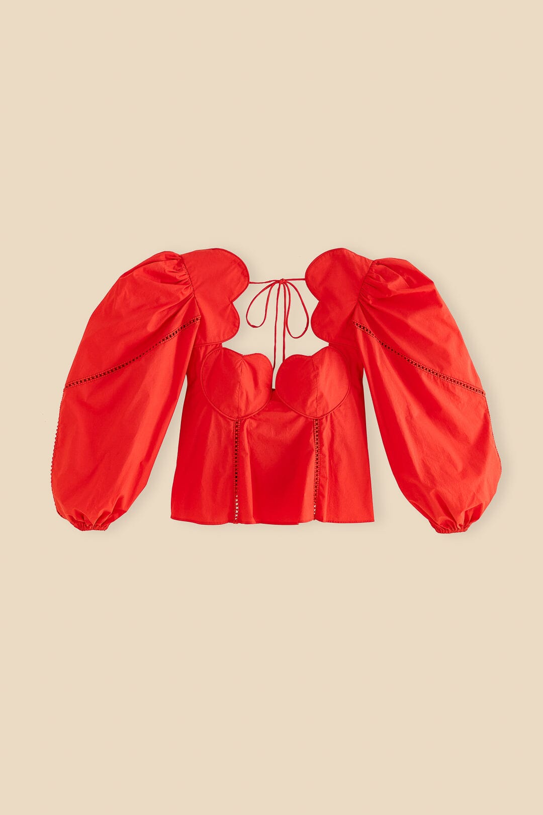 Farm Rio Red Heart Shaped Neckline Blouse
