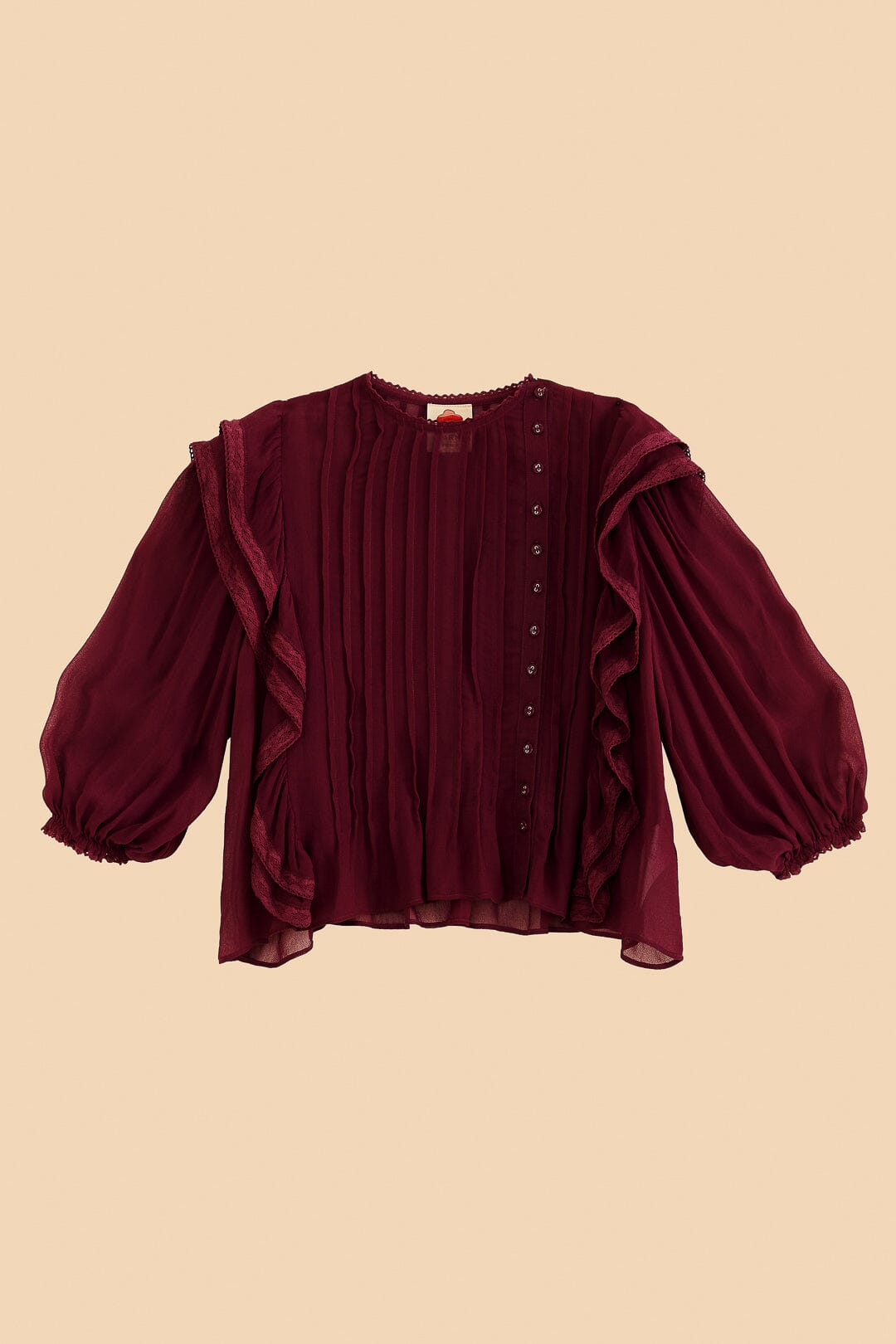 Farm Rio Burgundy Ruffle Blouse