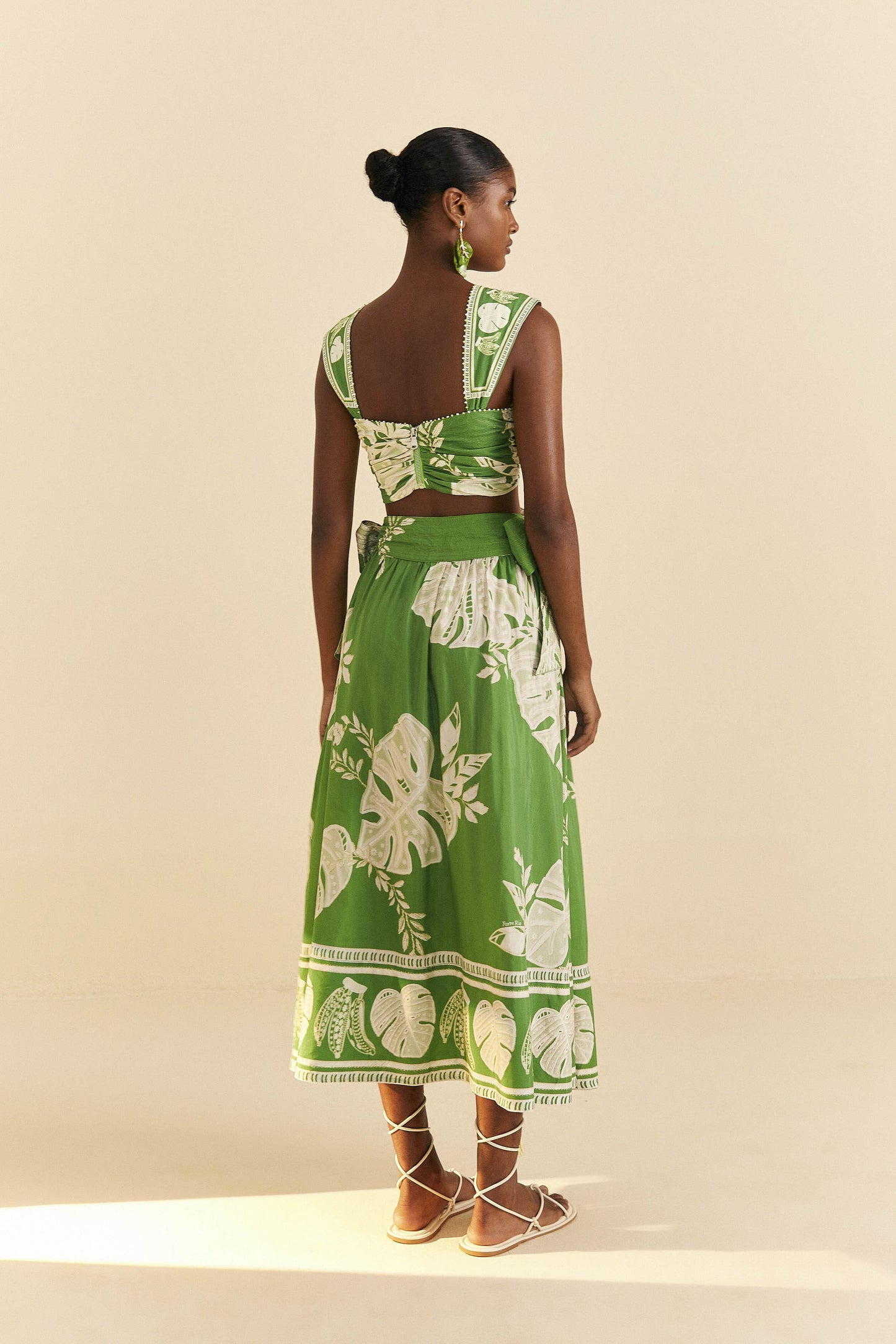 Farm Rio Green Lace Monsteras Crop Top