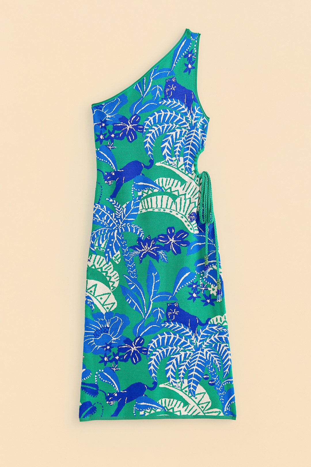 Farm Rio Green Jungle Panther Knit Dress