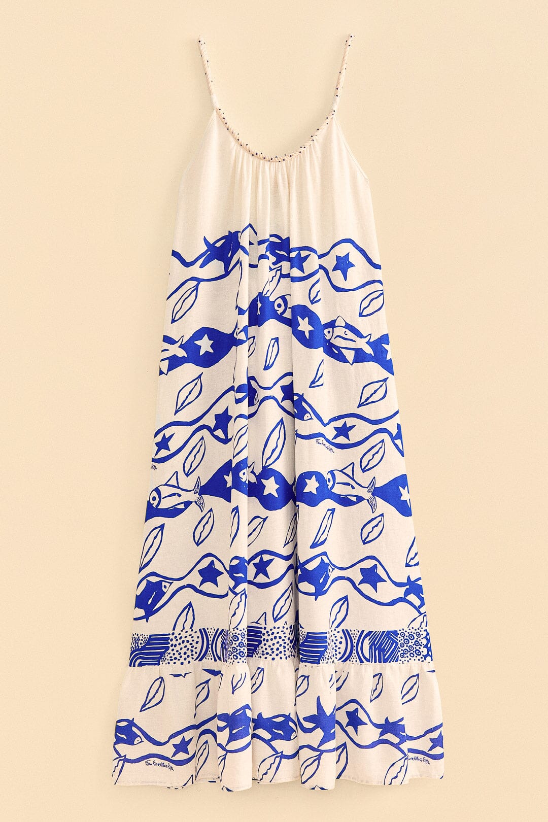 Farm Rio Off-White Pitta Waves Sleeveless Maxi Dress
