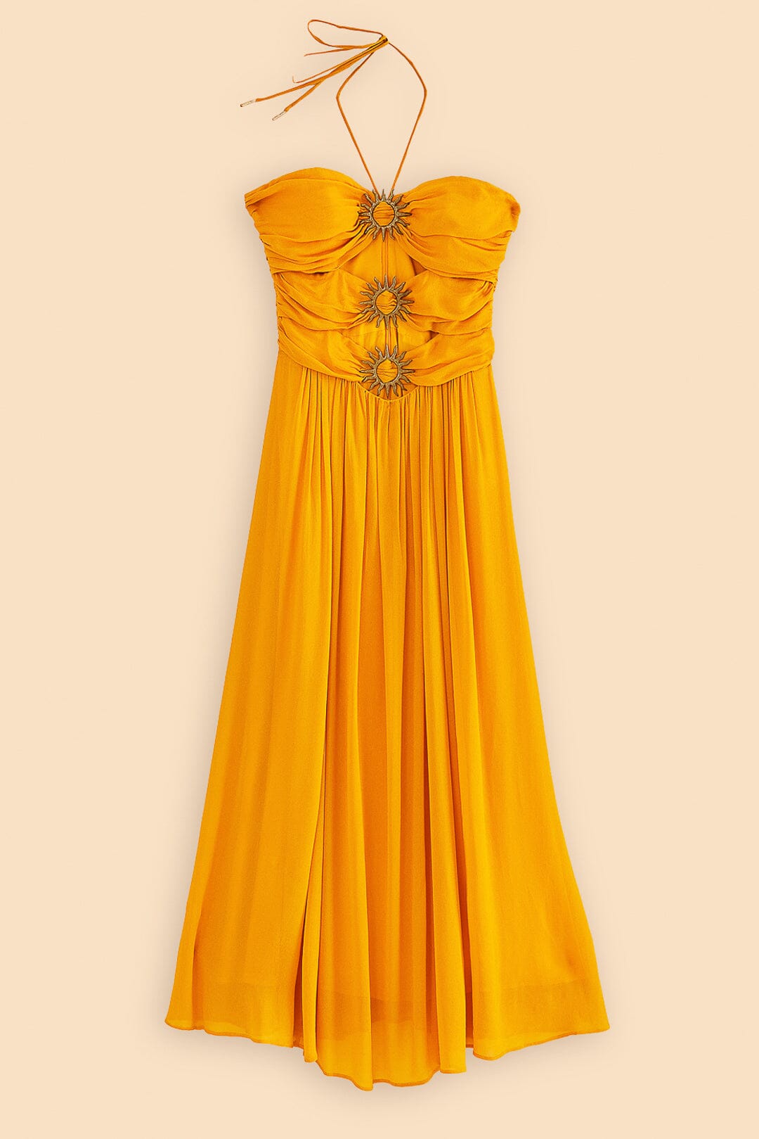 Farm Rio Yellow Sleeveless Maxi Dress With Sun Buckle