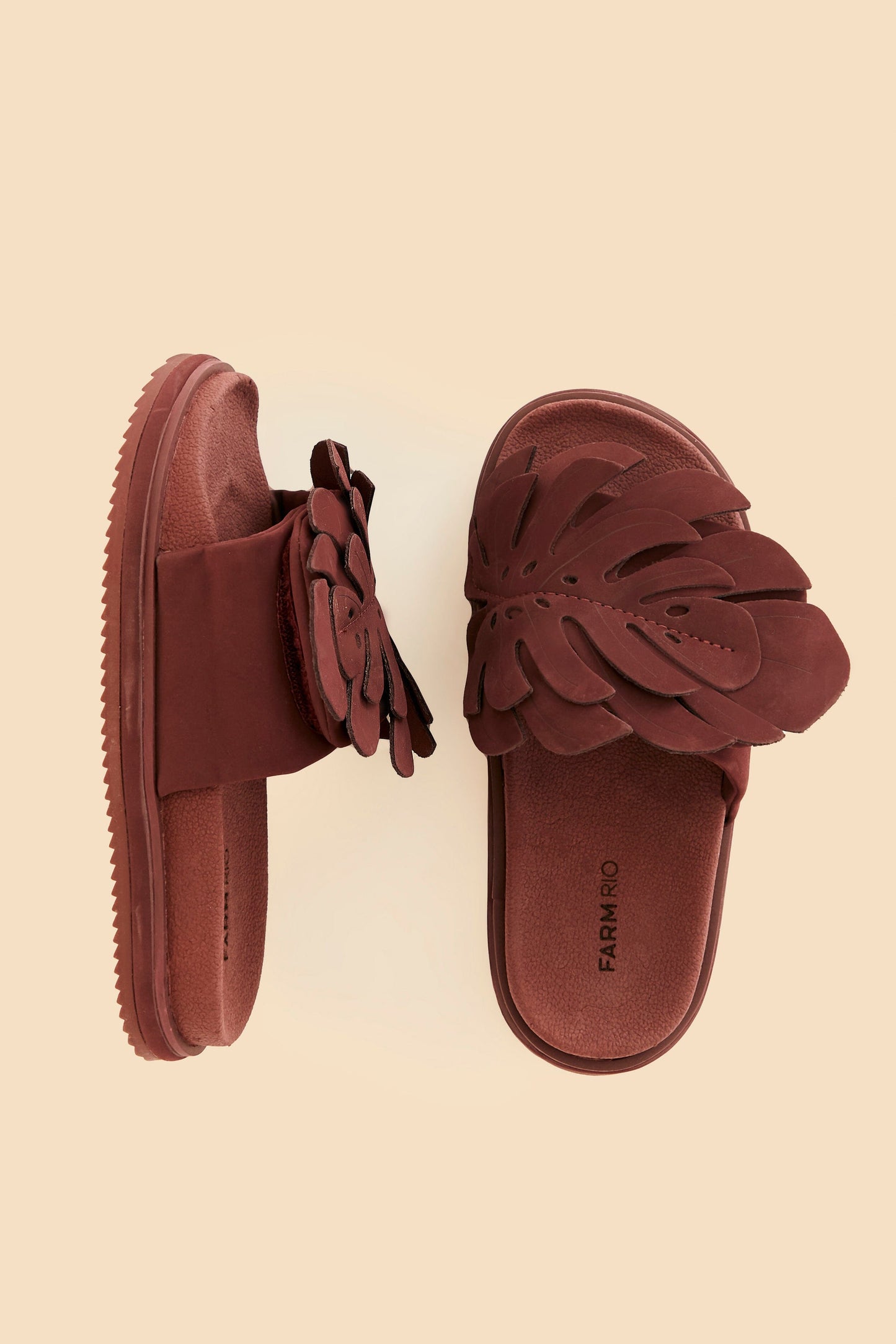 Farm Rio Wine Monstera Anatomic Slide Sandal