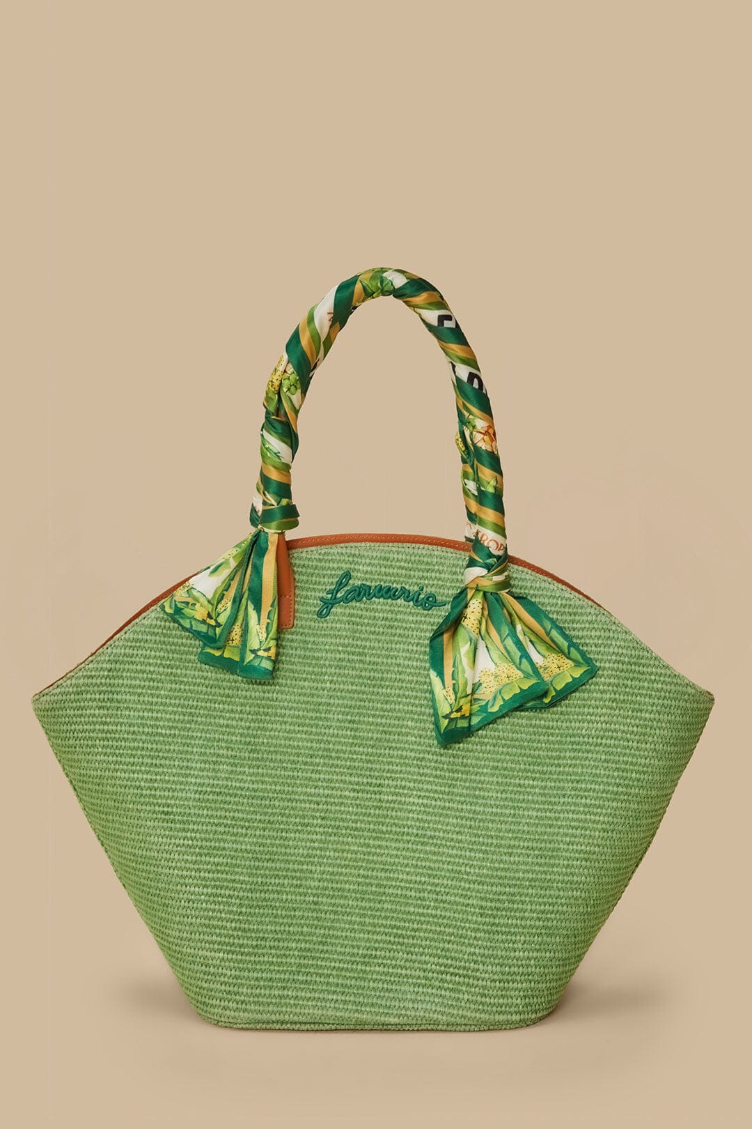 Green Coconut Toucan Raffia Shell Tote
