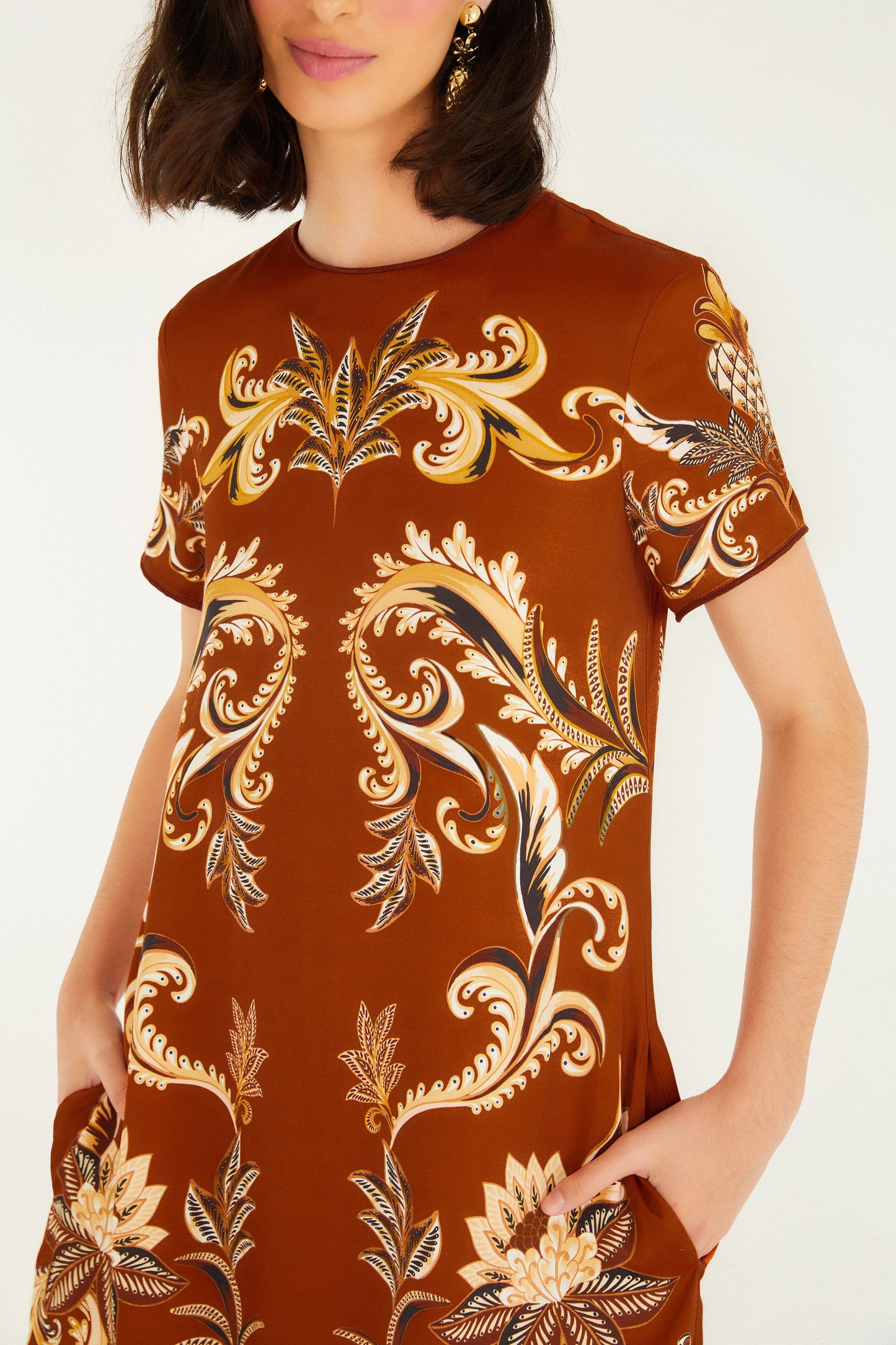 Farm Rio Orange Arabesque Paradise Lenzing™ Ecovero™ Viscose Maxi Dress