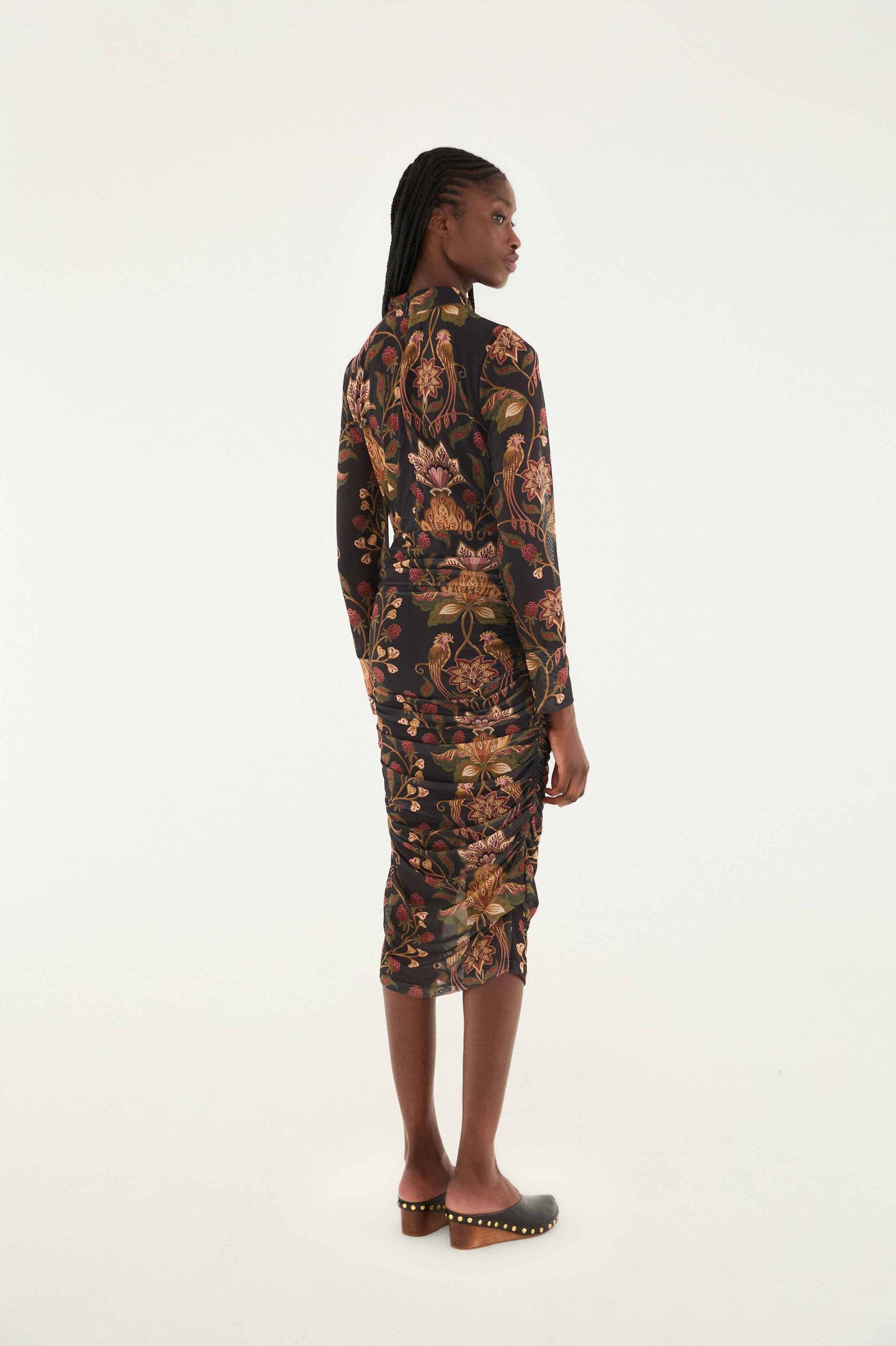 Farm Rio Black Berry Garden Tulle Midi Dress