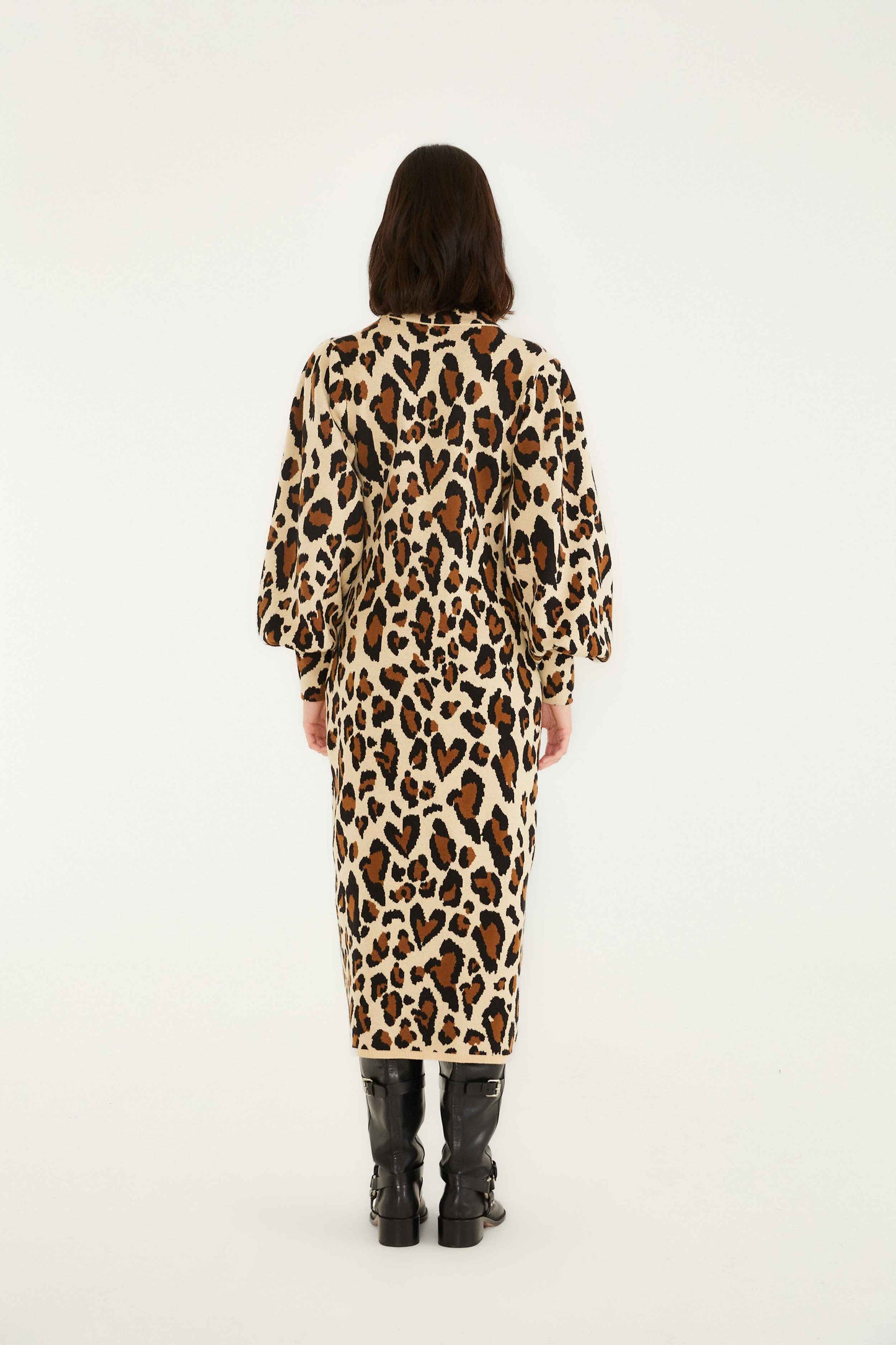 Farm Rio Leopard Print Knit Midi Dress