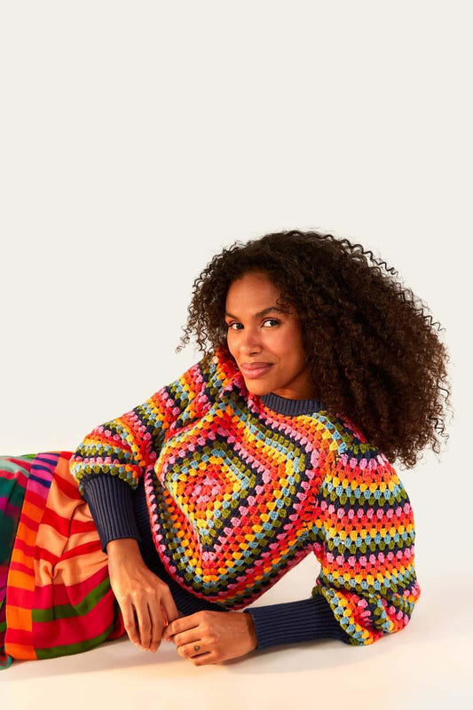  Sunset Stripes Crochet Sweater