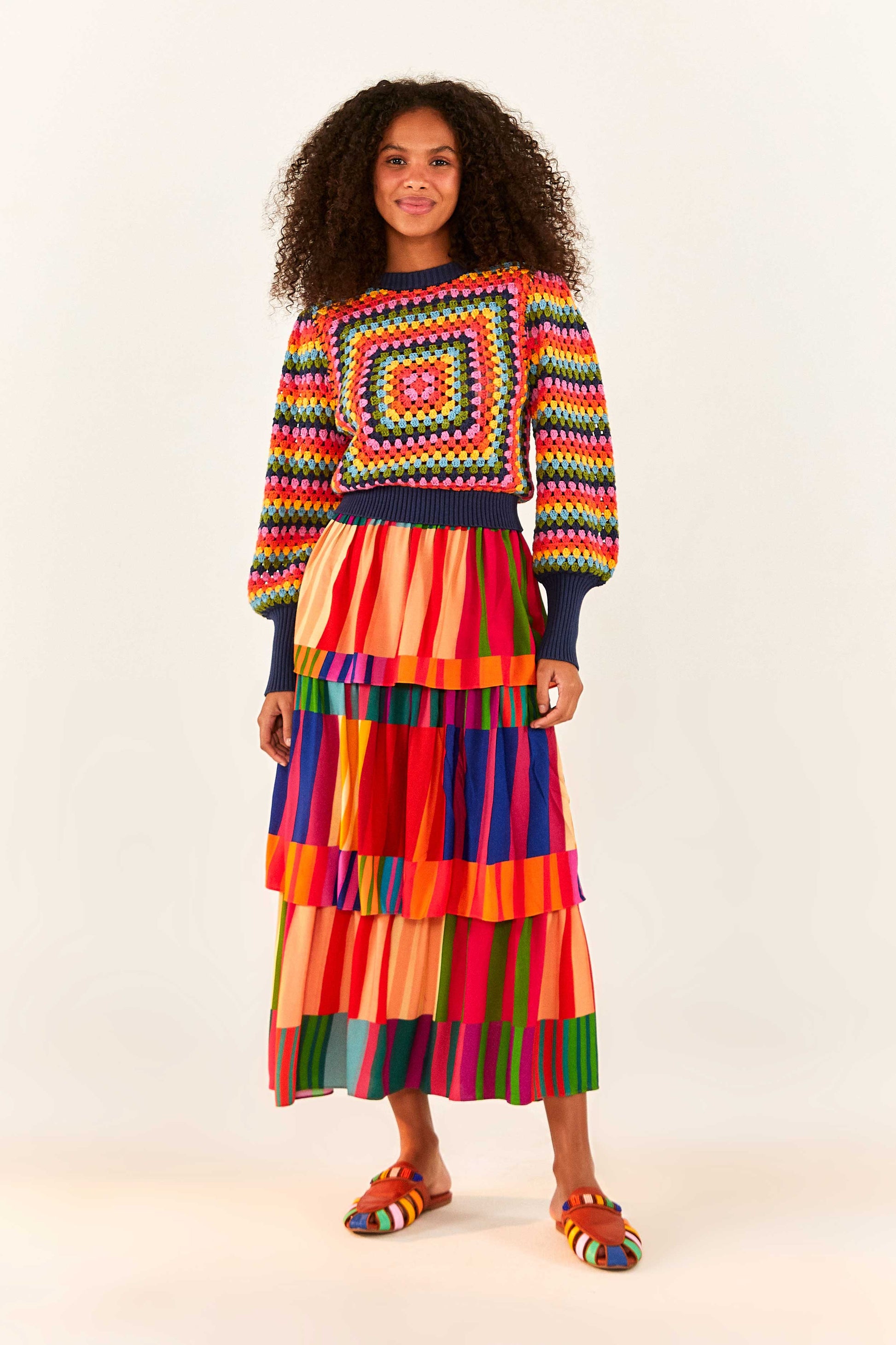  Sunset Stripes Crochet Sweater