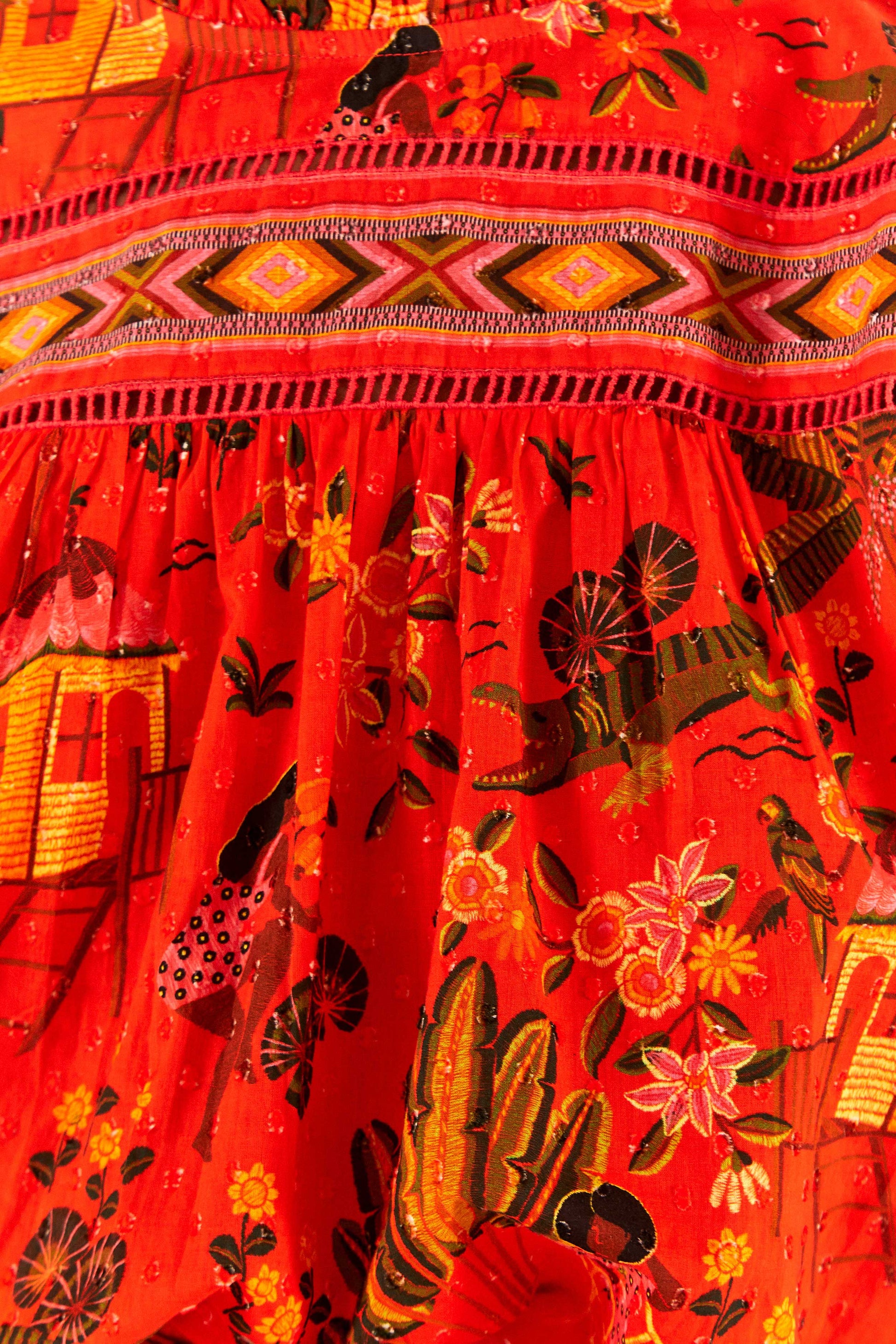  Red Secret Garden Organic Cotton Blouse