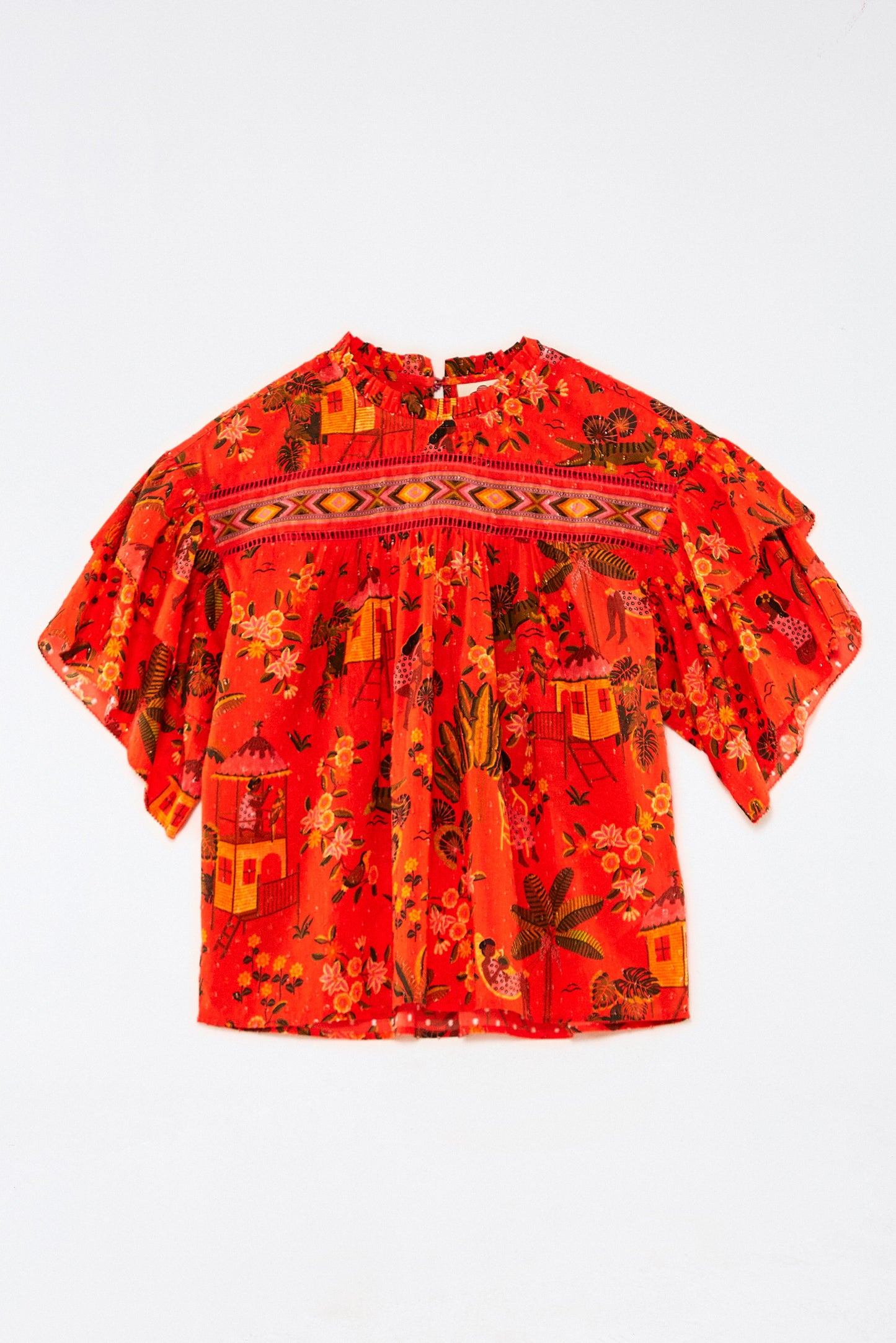  Red Secret Garden Organic Cotton Blouse