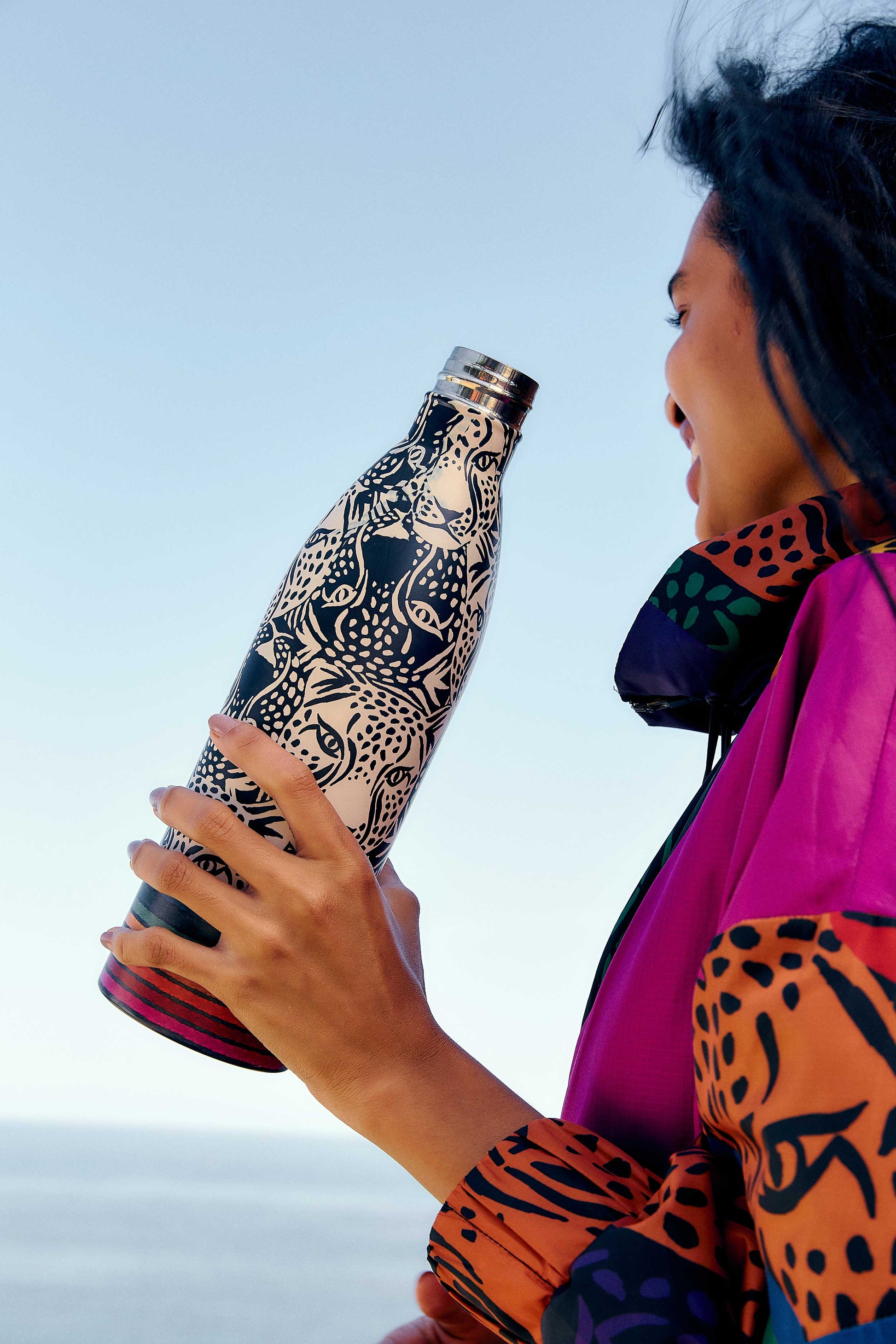  Midnight B&W Leopards Bottle